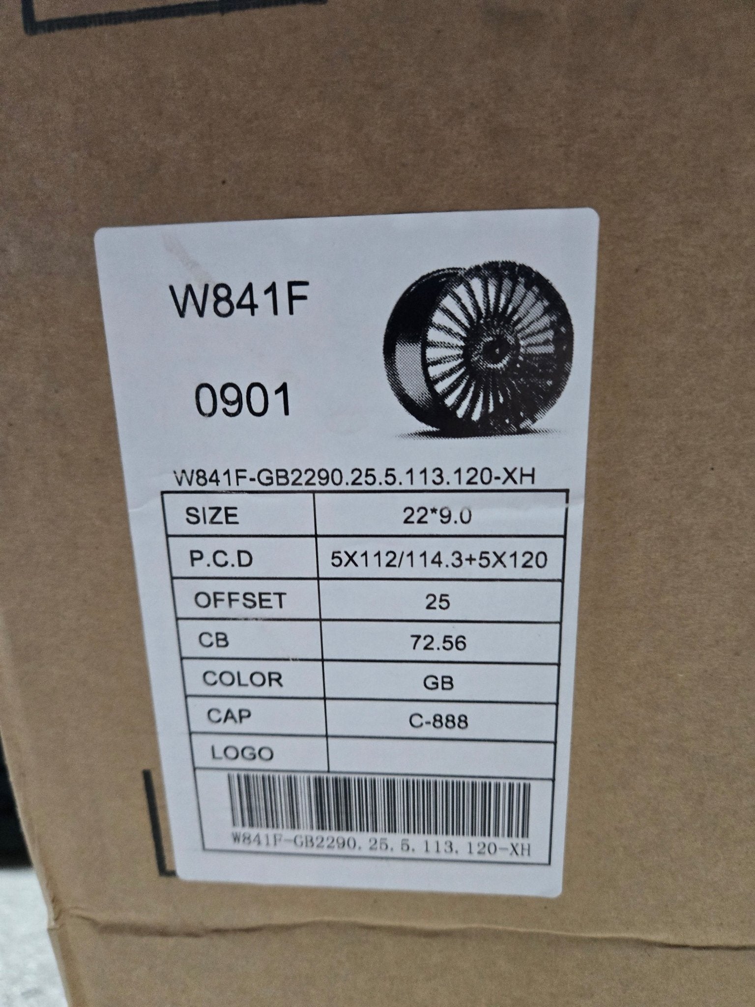 W841 22X9.0 5X112.3 5X112 5X114.3 GLOSS BLACK - Gun Hill Tire House (WTW - WHOLESALE TIRES & WHEELS)