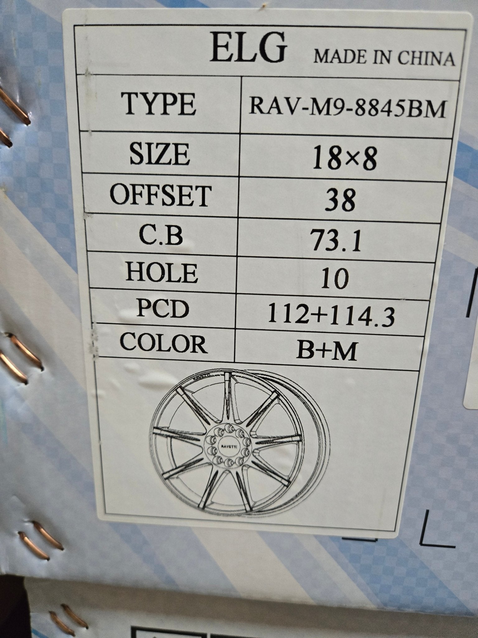 RAV - M9 18X8.0 5X112 5X114.3 BLACK MACHINED FACE - Gun Hill Tire House (WTW - WHOLESALE TIRES & WHEELS)