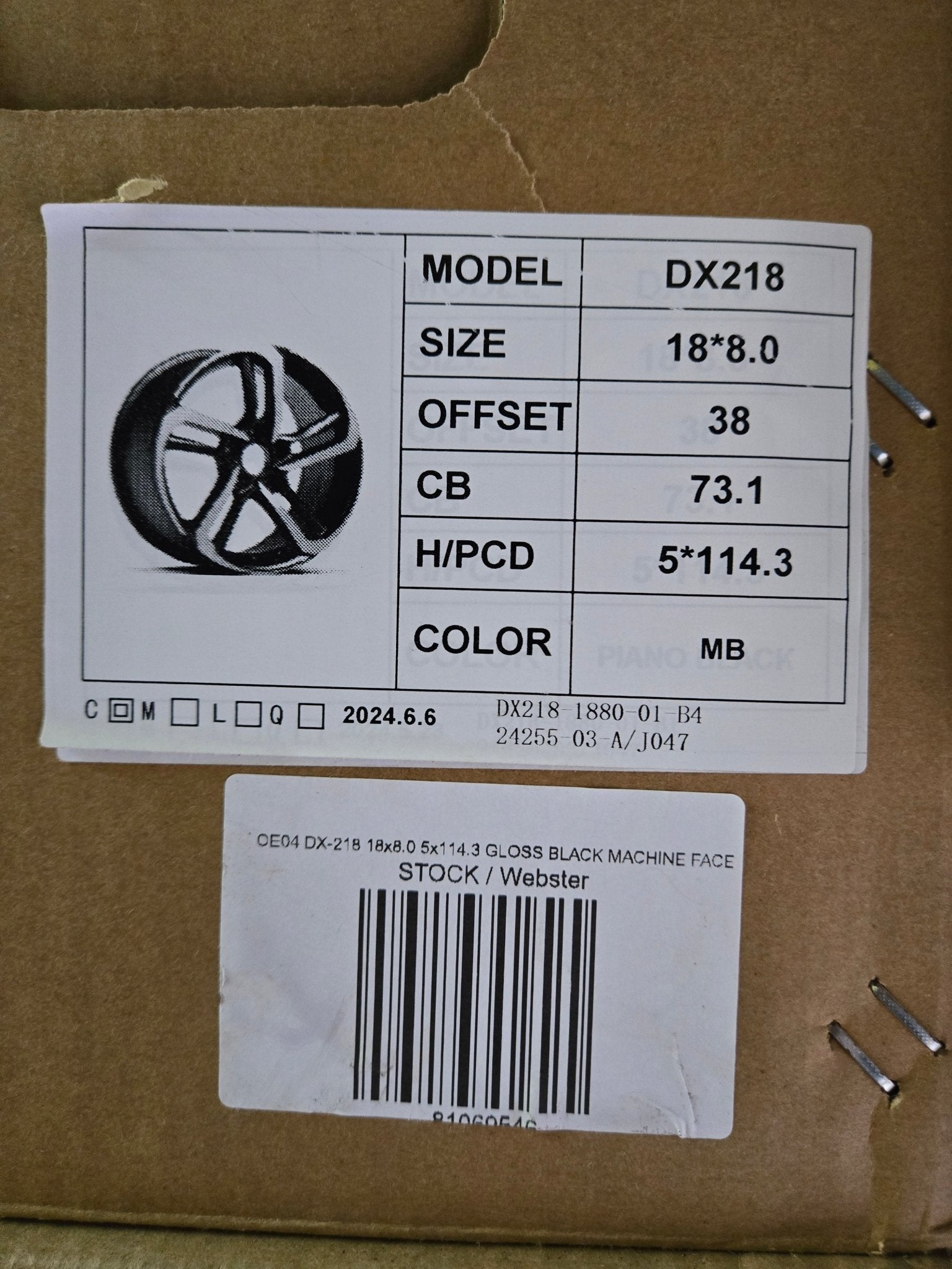 OE04 DX - 218 18x8.0 5x114.3 GLOSS BLACK MACHINE FACE - Gun Hill Tire House (WTW - WHOLESALE TIRES & WHEELS)