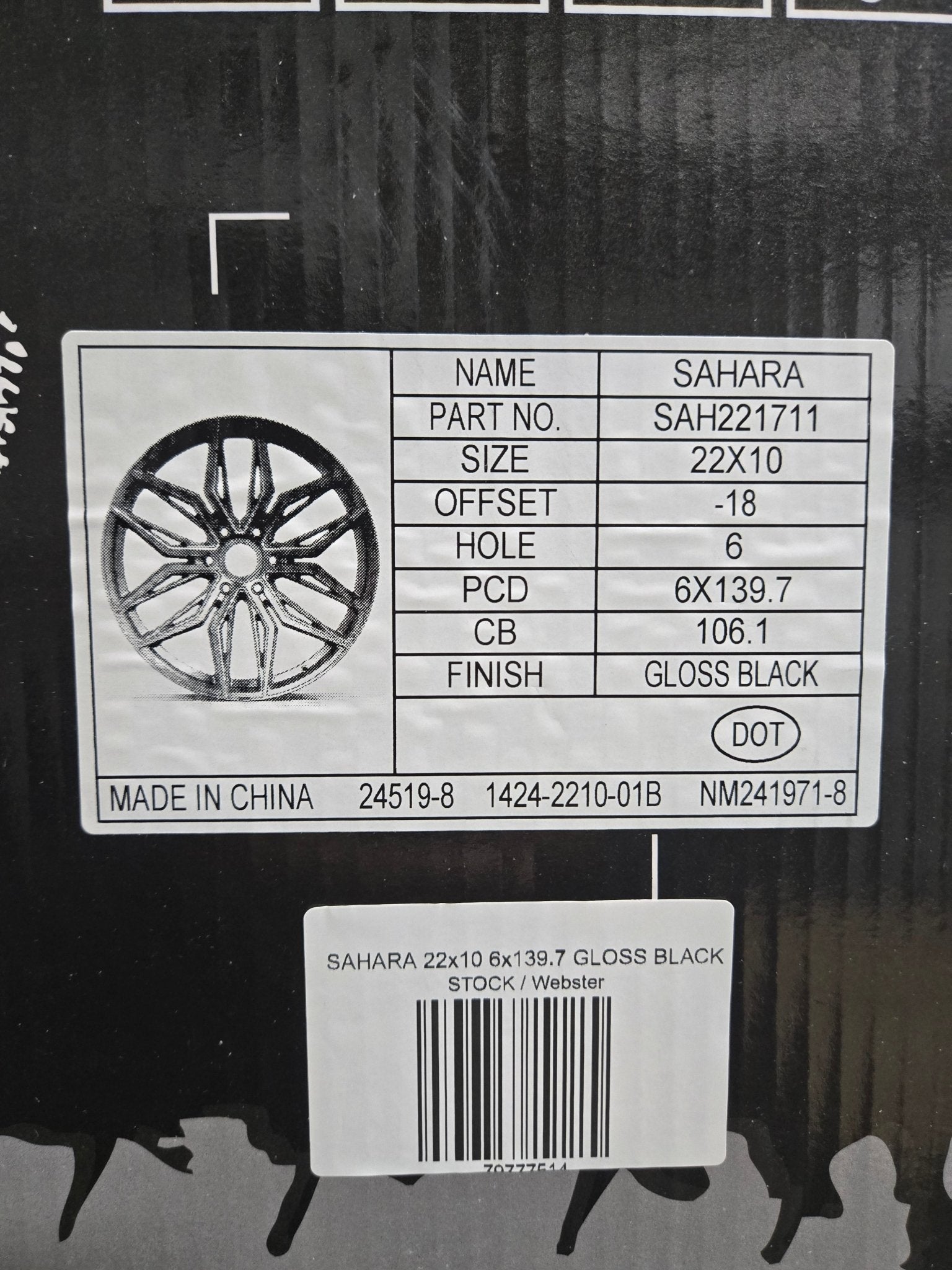 SAHARA 22x10 6x139.7 GLOSS BLACK - Gun Hill Tire House (WTW - WHOLESALE TIRES & WHEELS)