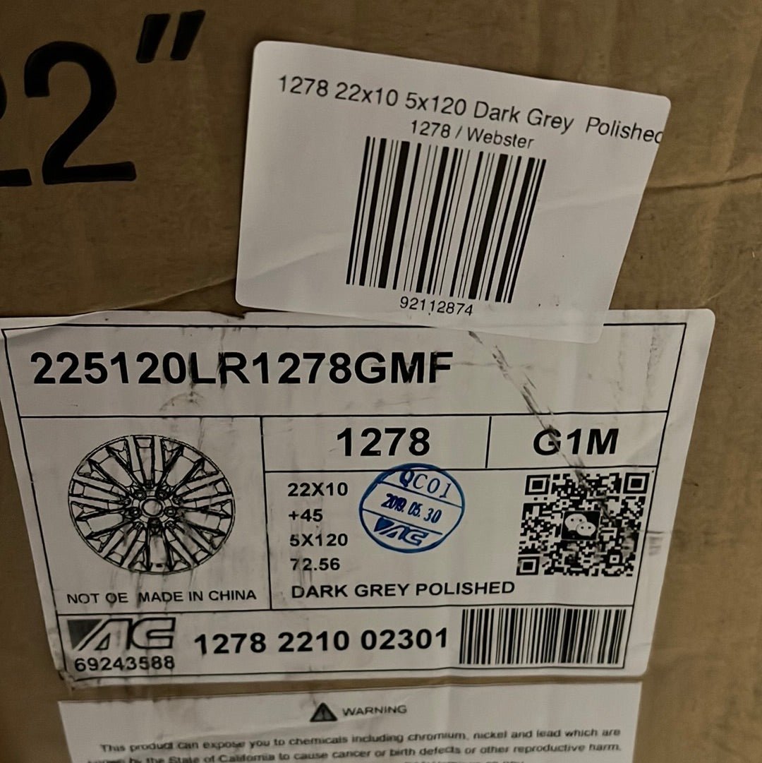 1278 22x10 5x120 DARK GREY POLISHED - Gun Hill Tire House (WTW - WHOLESALE TIRES & WHEELS)