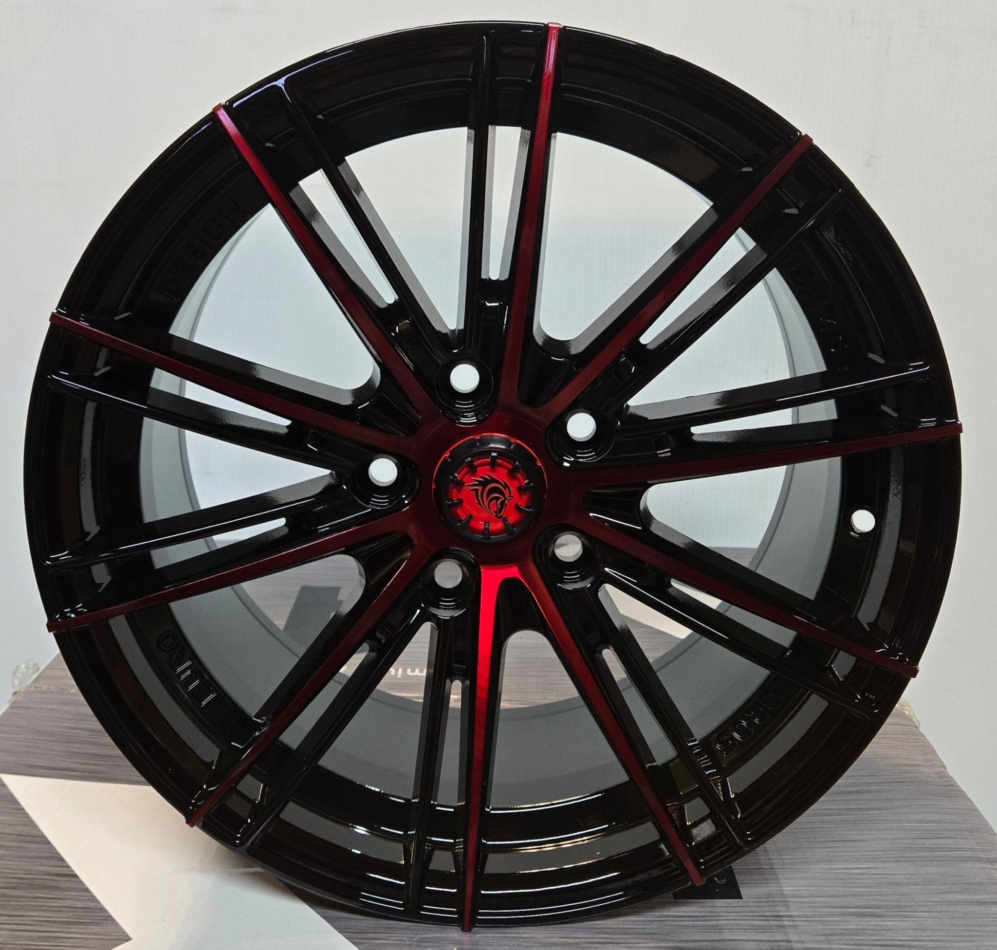 RAPIDASH RD30 16X7.5 5x112 / 5x114.3 PIANO BLACK RED FACE UNDER CUT - Gun Hill Tire House (WTW - WHOLESALE TIRES & WHEELS)