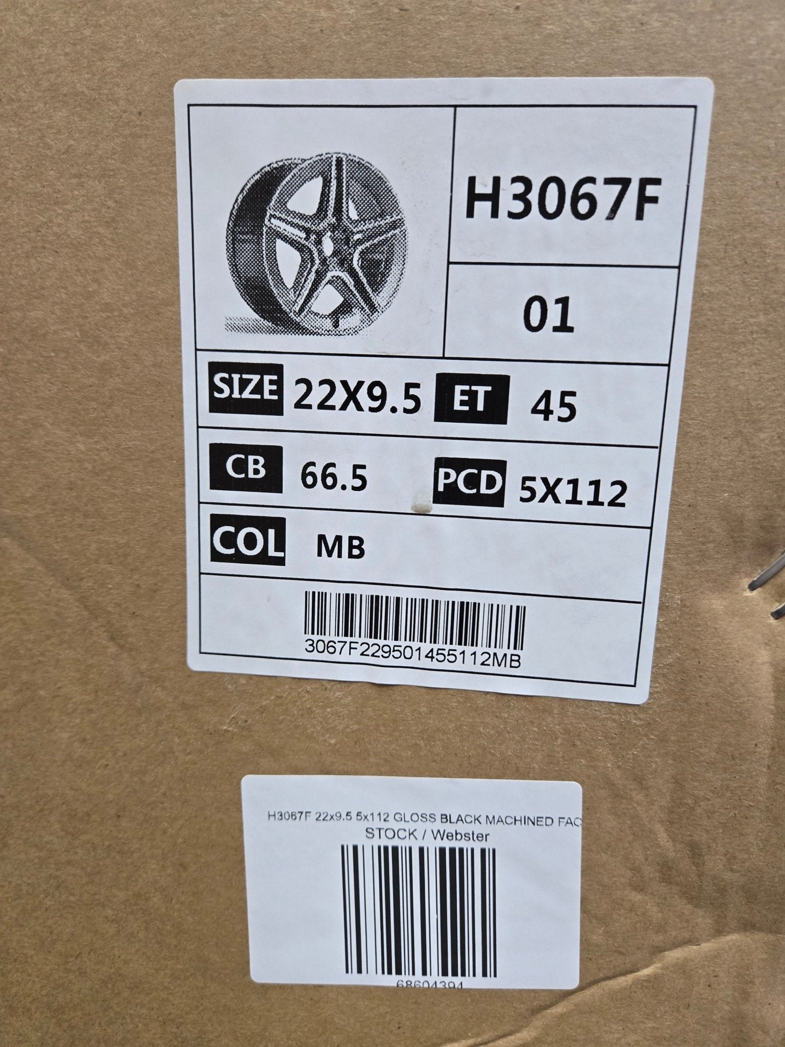 H3067F 22x9.5 5x112 GLOSS BLACK MACHINED FACE - Gun Hill Tire House (WTW - WHOLESALE TIRES & WHEELS)