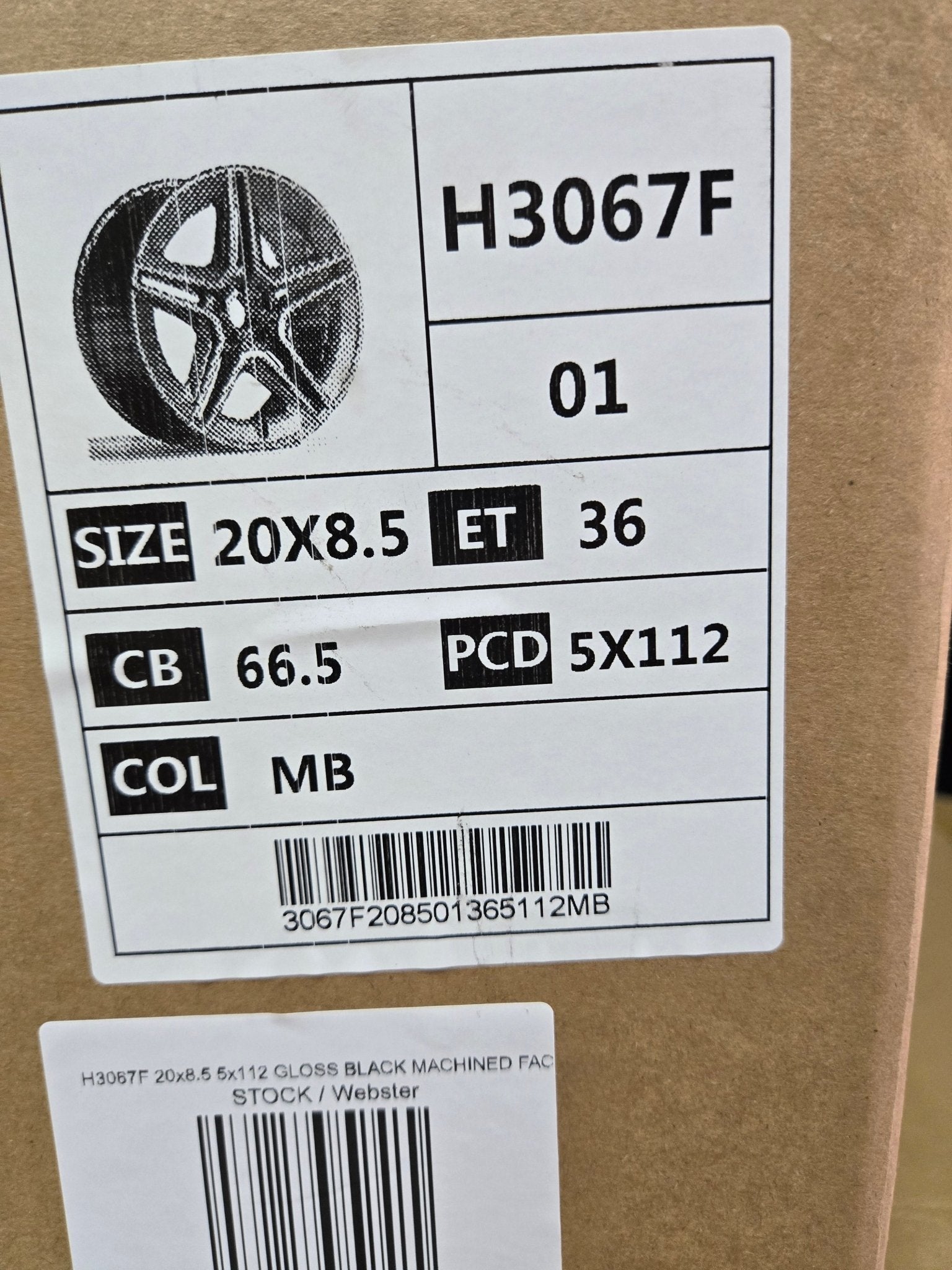 H3067F 20x8.5 5x112 GLOSS BLACK MACHINED FACE - Gun Hill Tire House (WTW - WHOLESALE TIRES & WHEELS)