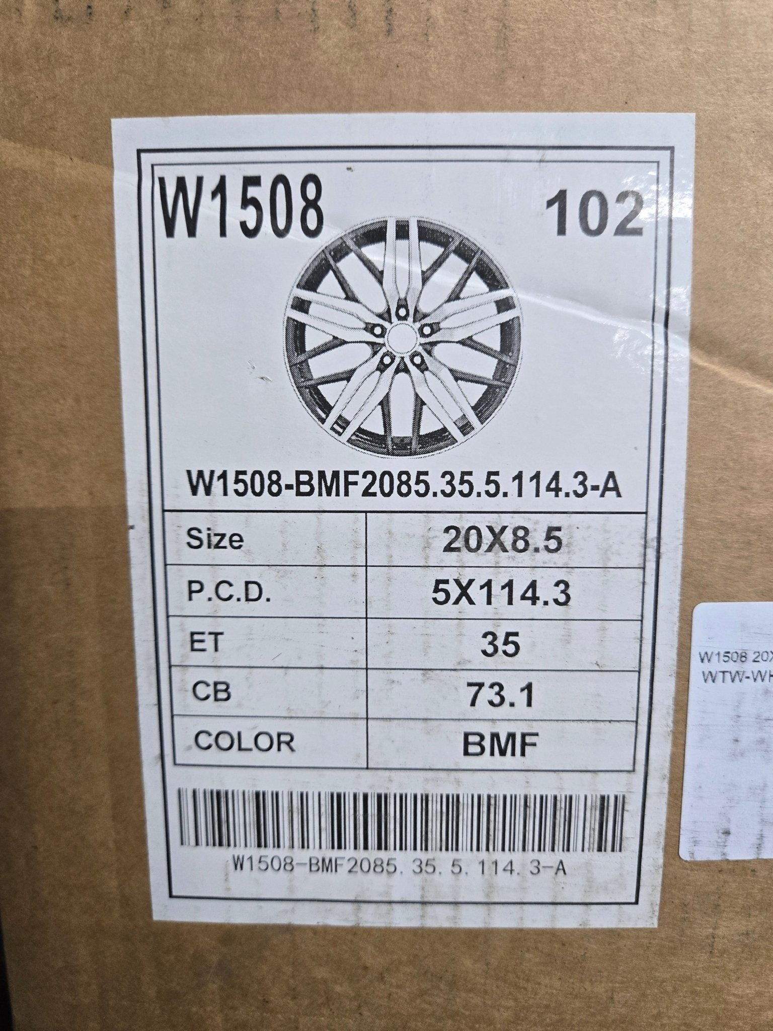 W1508 20X8.5 5X114.3 GLOSS BLACK MACHINE FACE - Gun Hill Tire House (WTW - WHOLESALE TIRES & WHEELS)
