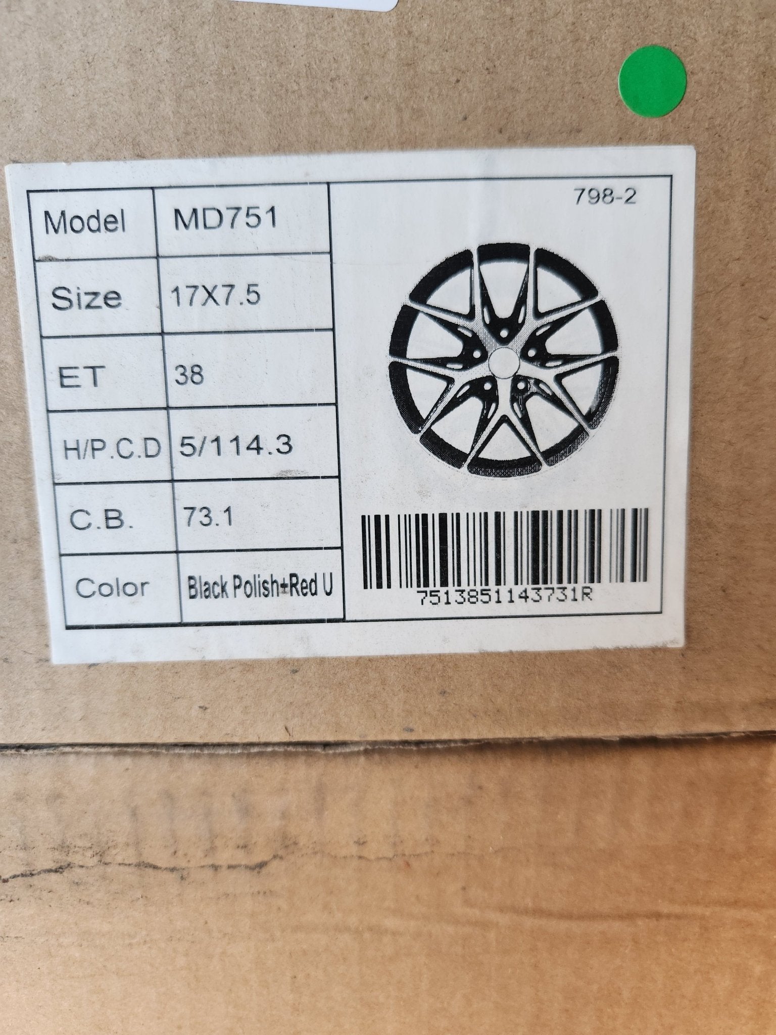 MD751 17x7.5 5x114.3 GLOSS BLACK MACHINE FACE RED UNDER CUT - Gun Hill Tire House (WTW - WHOLESALE TIRES & WHEELS)