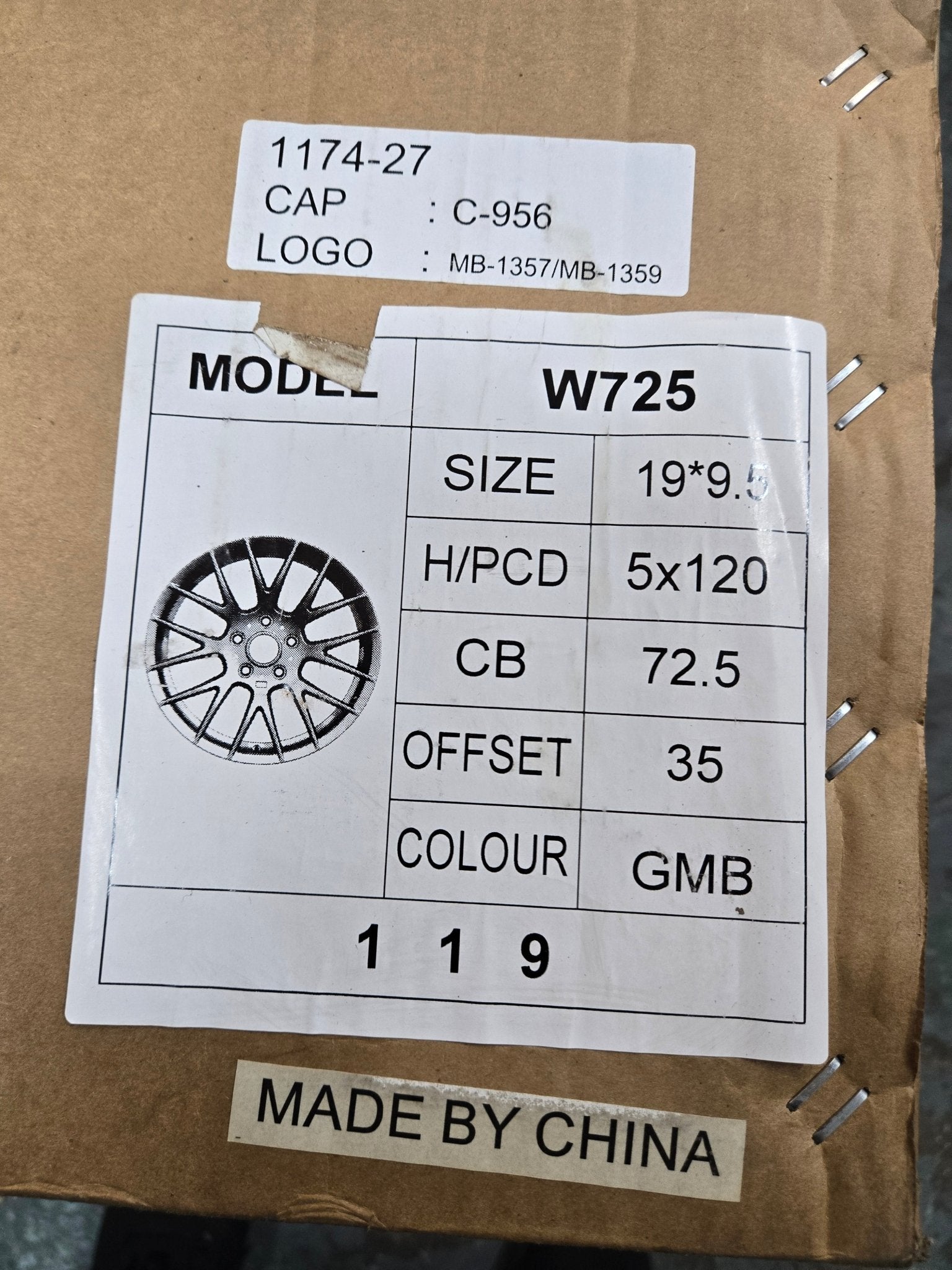 W725 WHEELS 19X9.5 5X120 GMB - Gun Hill Tire House (WTW - WHOLESALE TIRES & WHEELS)