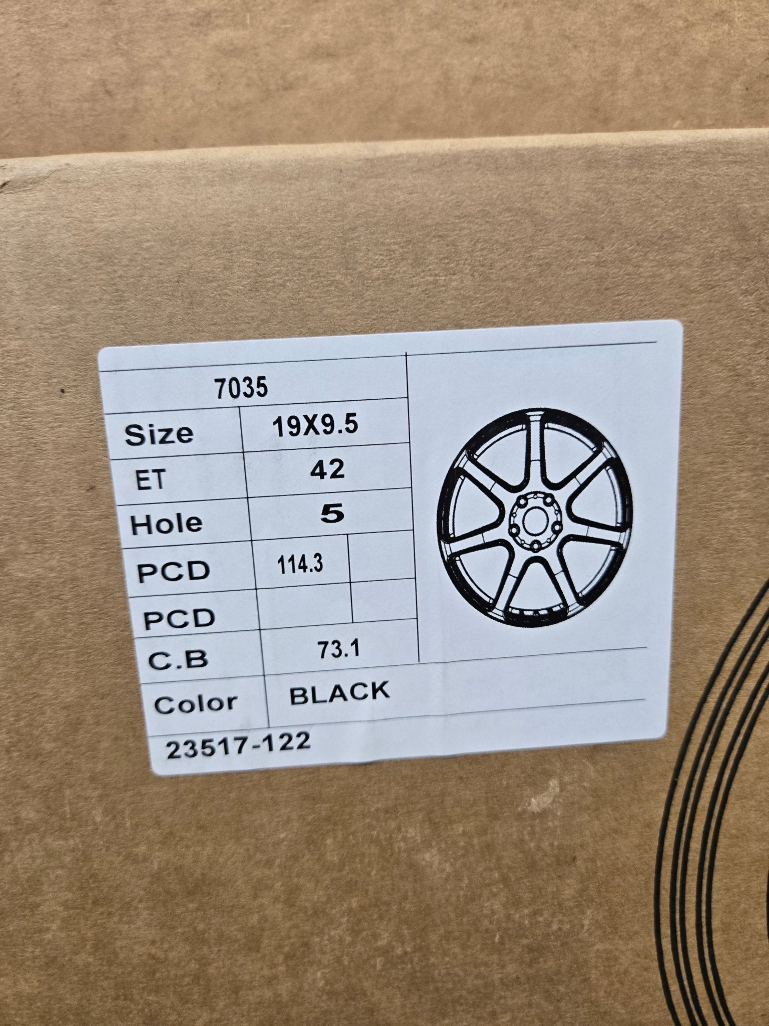 OE - EMOTION 7035 19x9.5 5x114.3 GLOSS BLACK - Gun Hill Tire House (WTW - WHOLESALE TIRES & WHEELS)