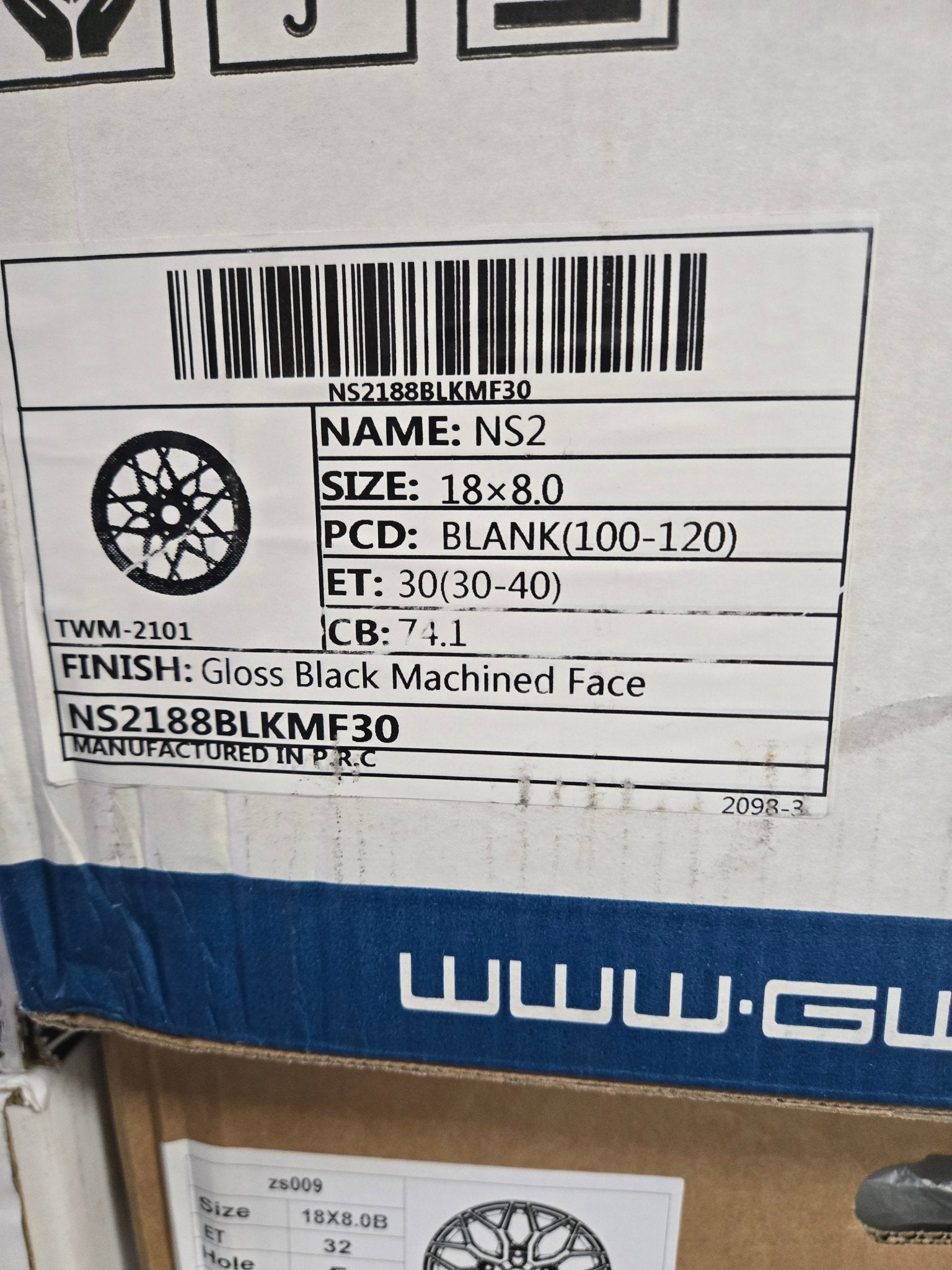 GWG NS2 18x8 BLANK GLOSS BLACK MACHINED FACE - Gun Hill Tire House (WTW - WHOLESALE TIRES & WHEELS)