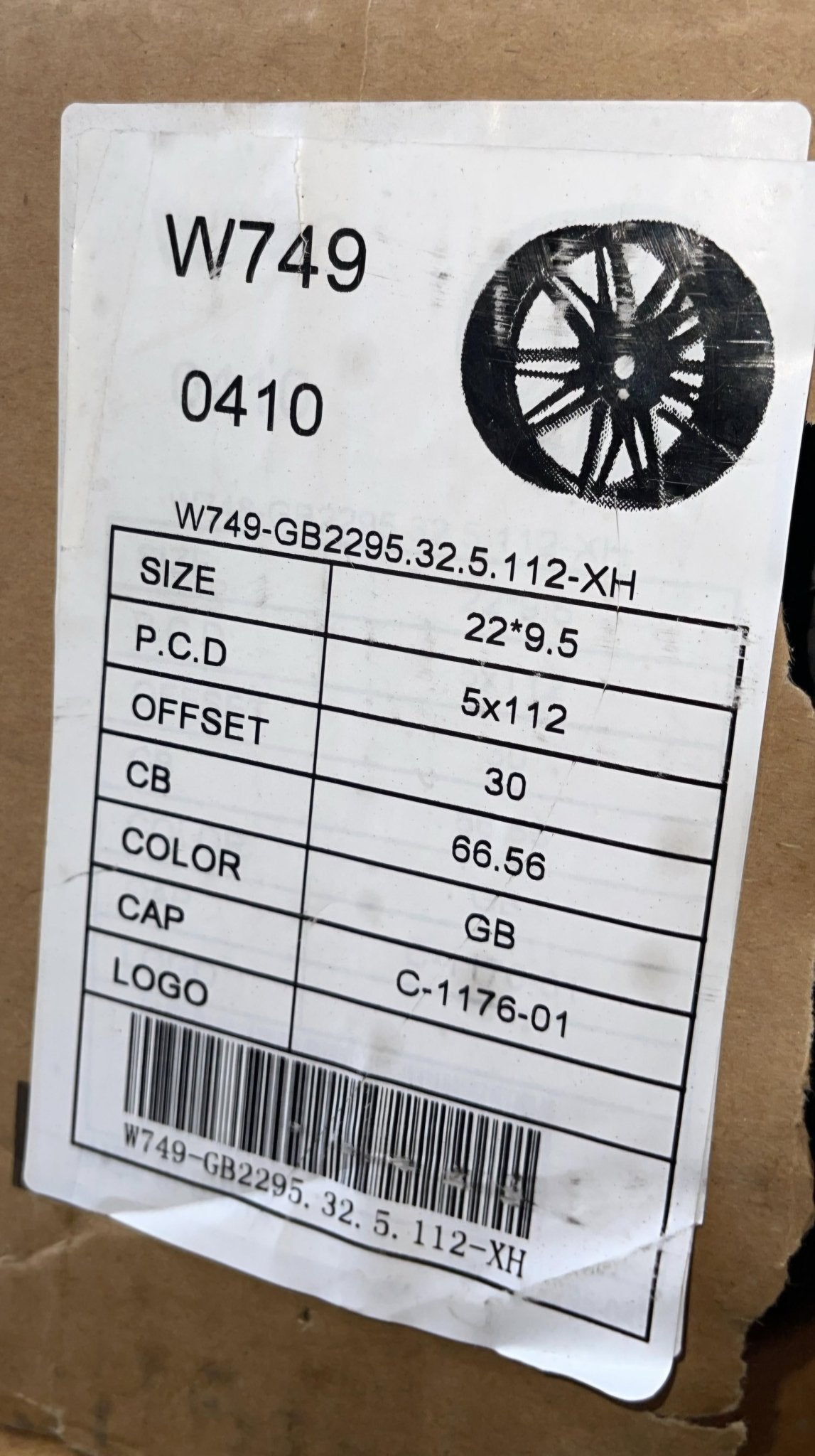 W749 YZ8060 22X9.5 5X112 GLOSS BLACK - Gun Hill Tire House (WTW - WHOLESALE TIRES & WHEELS)