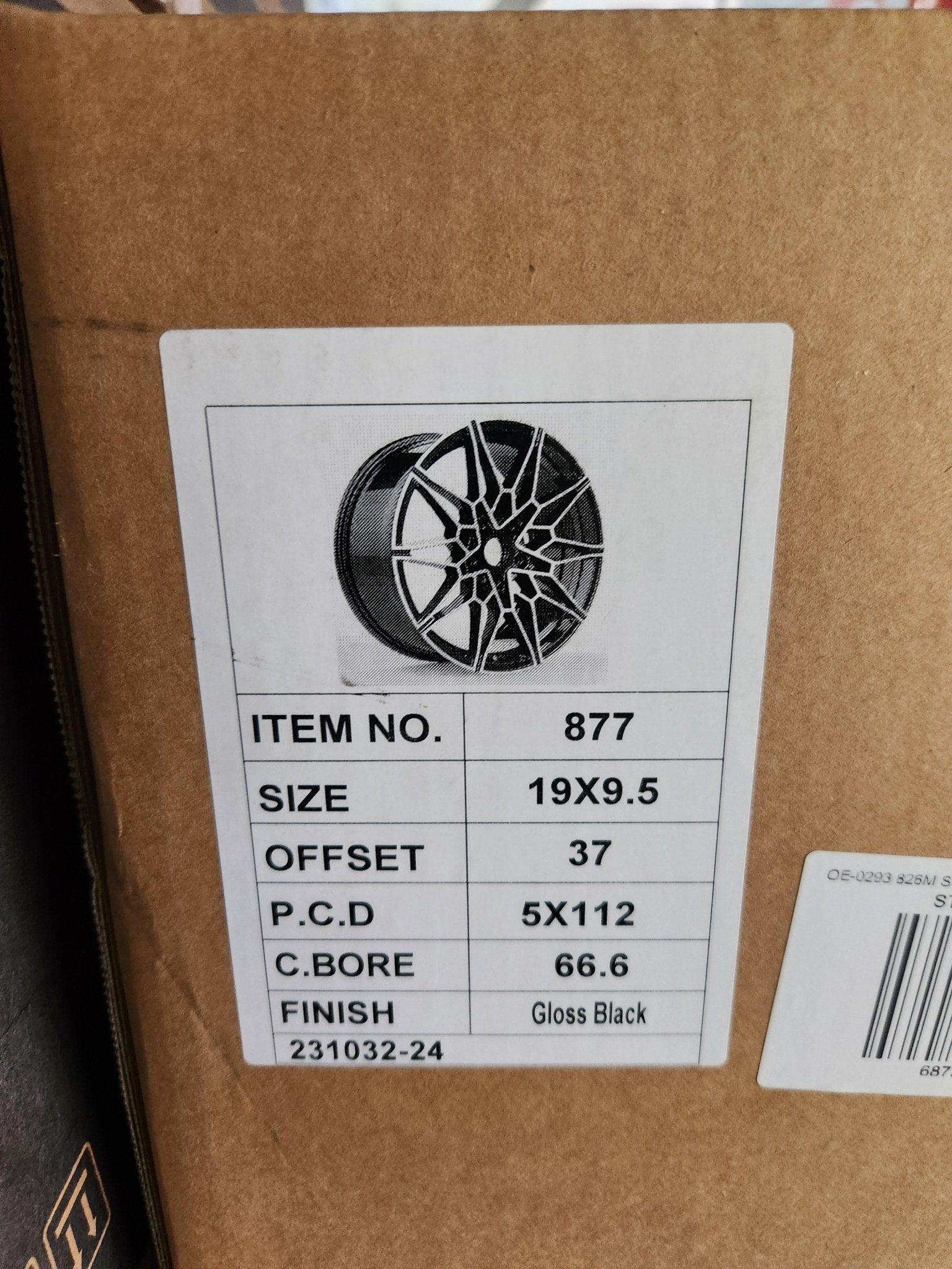 OE - 0293 826M STYLE 19x9.5 5x112 GLOSS BLACK - Gun Hill Tire House (WTW - WHOLESALE TIRES & WHEELS)