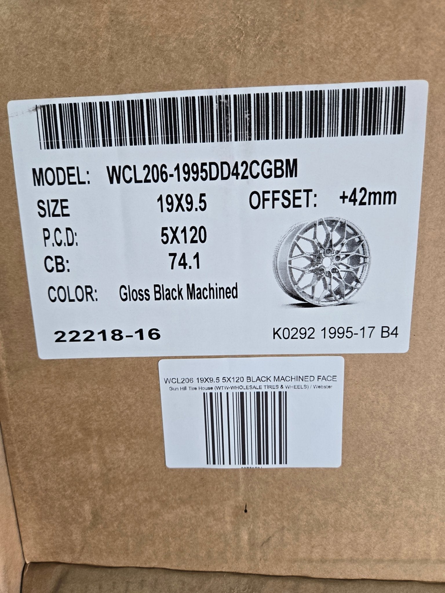 WCL206 19X9.5 5X120 BLACK MACHINED FACE - Gun Hill Tire House (WTW - WHOLESALE TIRES & WHEELS)