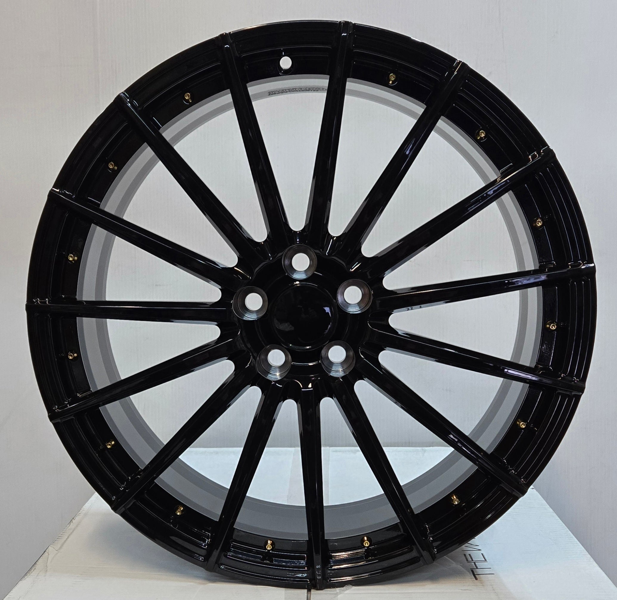 YC7969 21X8.0 5X114.3 GLOSS BLACK W GOLD RIVERT - Gun Hill Tire House (WTW - WHOLESALE TIRES & WHEELS)