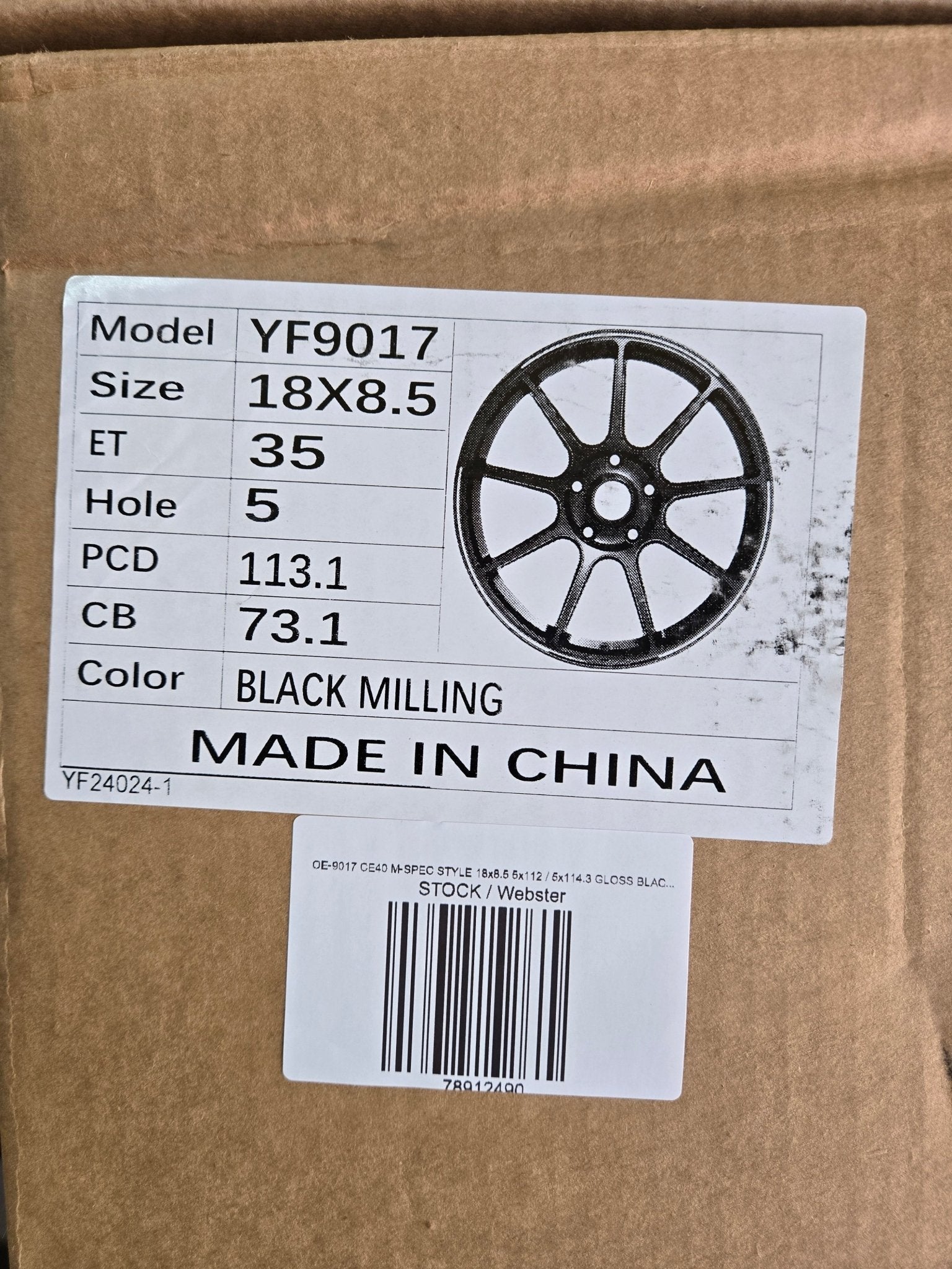 OE - 9017 CE40 M - SPEC STYLE 18x8.5 5x112 / 5x114.3 GLOSS BLACK MACHINE LETTERING - Gun Hill Tire House (WTW - WHOLESALE TIRES & WHEELS)