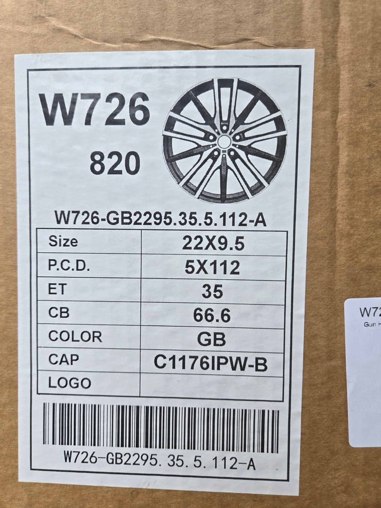 W726 22X9.5 5X112 GLOSS BLACK - Gun Hill Tire House (WTW - WHOLESALE TIRES & WHEELS)