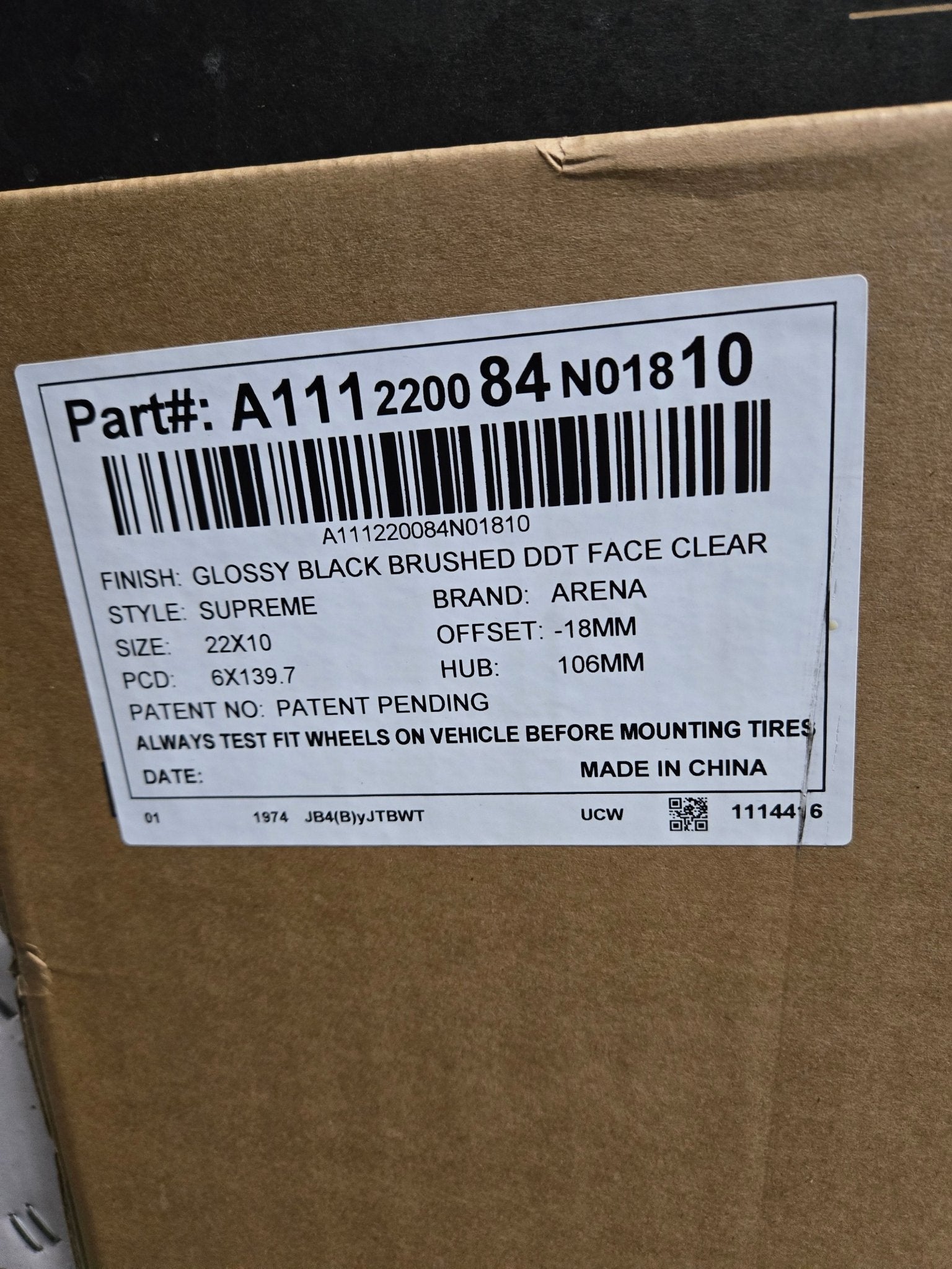 A111 ARENA SUPREME 22x10 6x139.7 GLOSS BLACK BRUSHED DDT FACE CLEAR - Gun Hill Tire House (WTW - WHOLESALE TIRES & WHEELS)