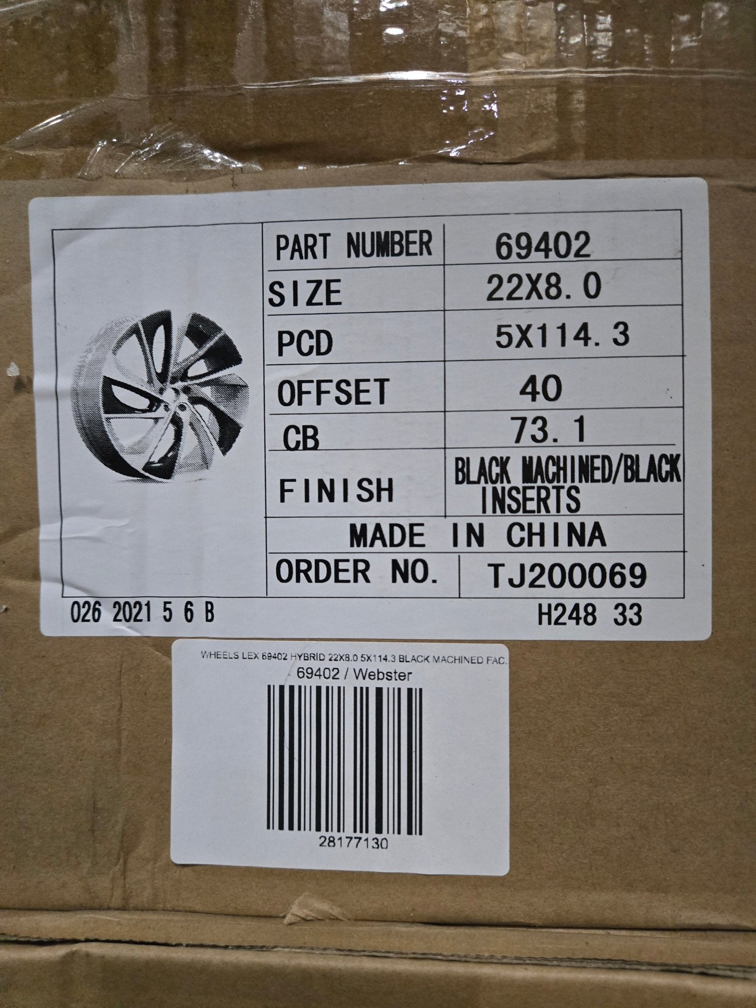 LEX 69402 HYBRID WHEELS 22X8.0 5X114.3 BLACK MACHINED FACE BLACK INSERTS - Gun Hill Tire House (WTW - WHOLESALE TIRES & WHEELS)