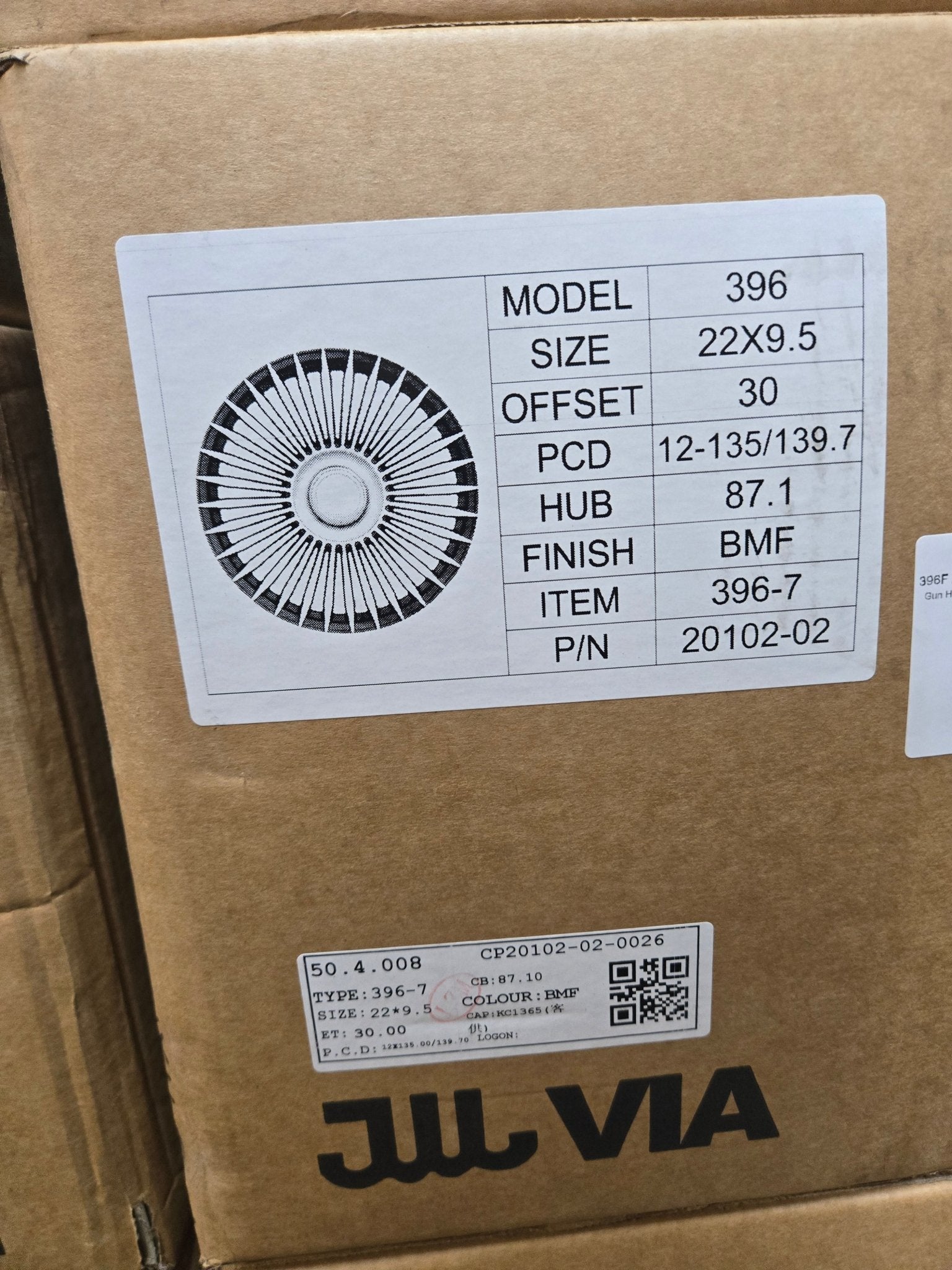 396F 22X9.5 6X135 6X139.7 BLACK MACHINED FACE - Gun Hill Tire House (WTW - WHOLESALE TIRES & WHEELS)