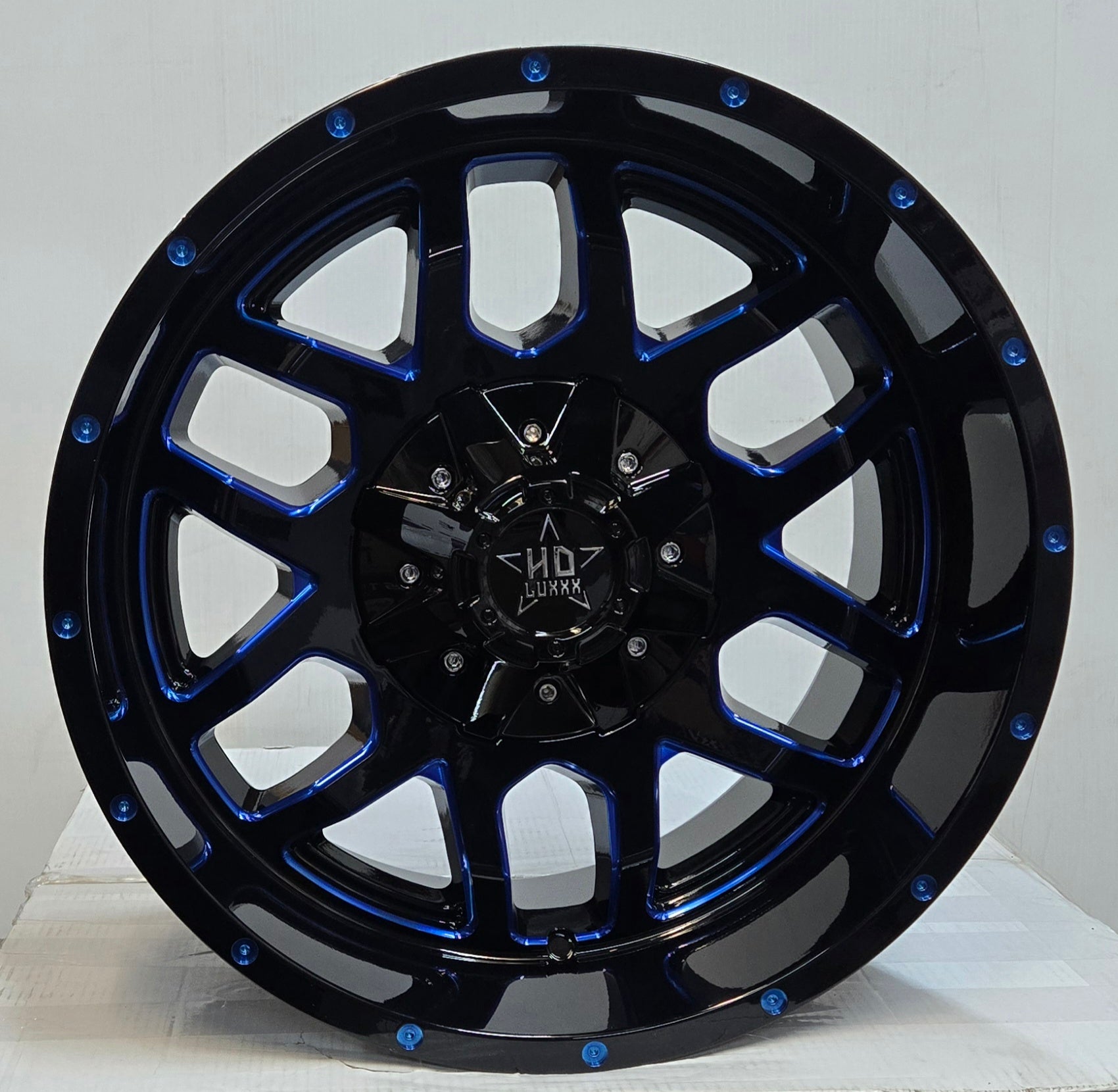 HLD - 13 20X10 5X127 PIANO BLACK BLUE MILLING WINDOW - Gun Hill Tire House (WTW - WHOLESALE TIRES & WHEELS)