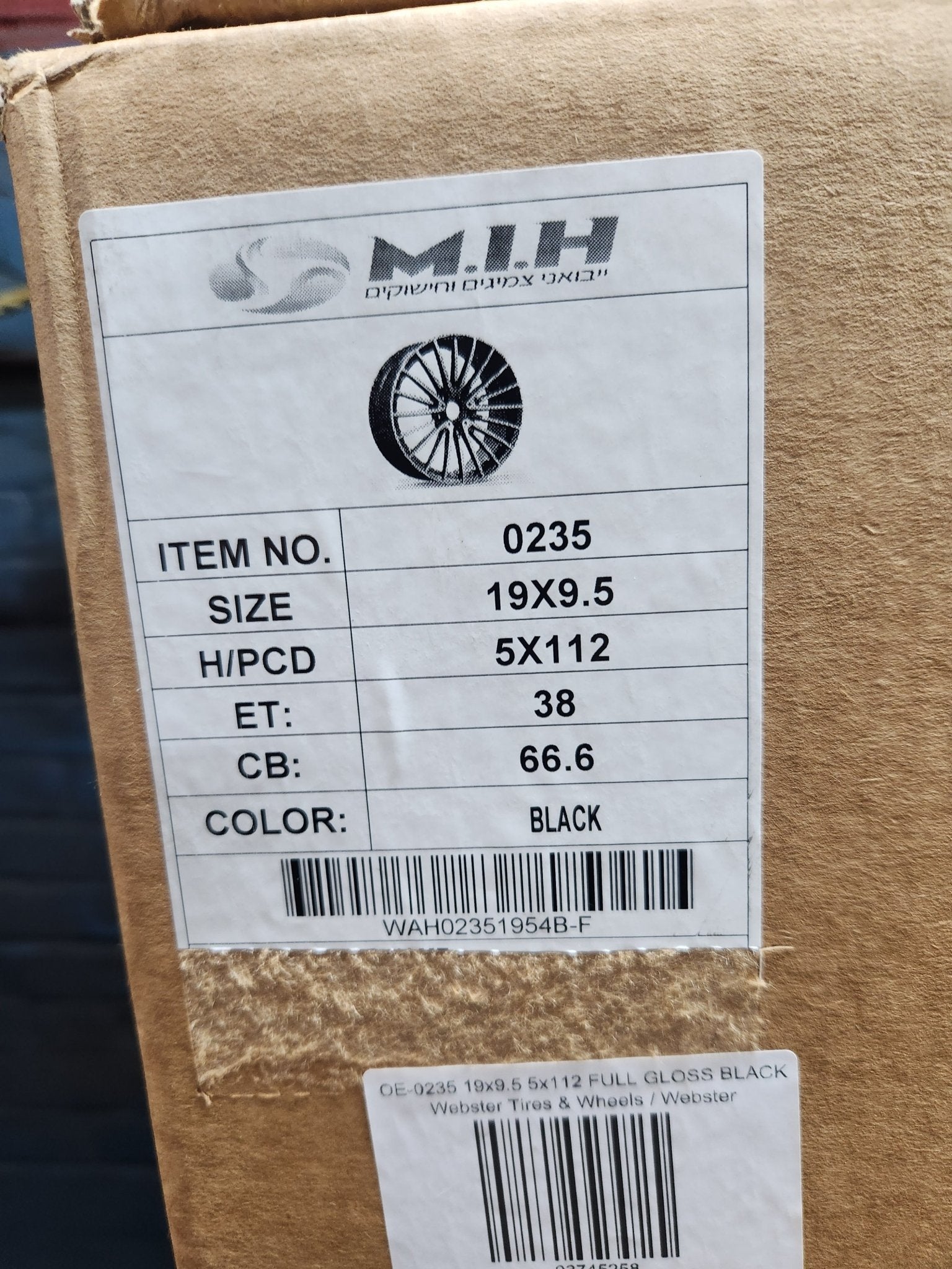 OE - 0235 19x9.5 5x112 FULL GLOSS BLACK8⁶ - Gun Hill Tire House (WTW - WHOLESALE TIRES & WHEELS)