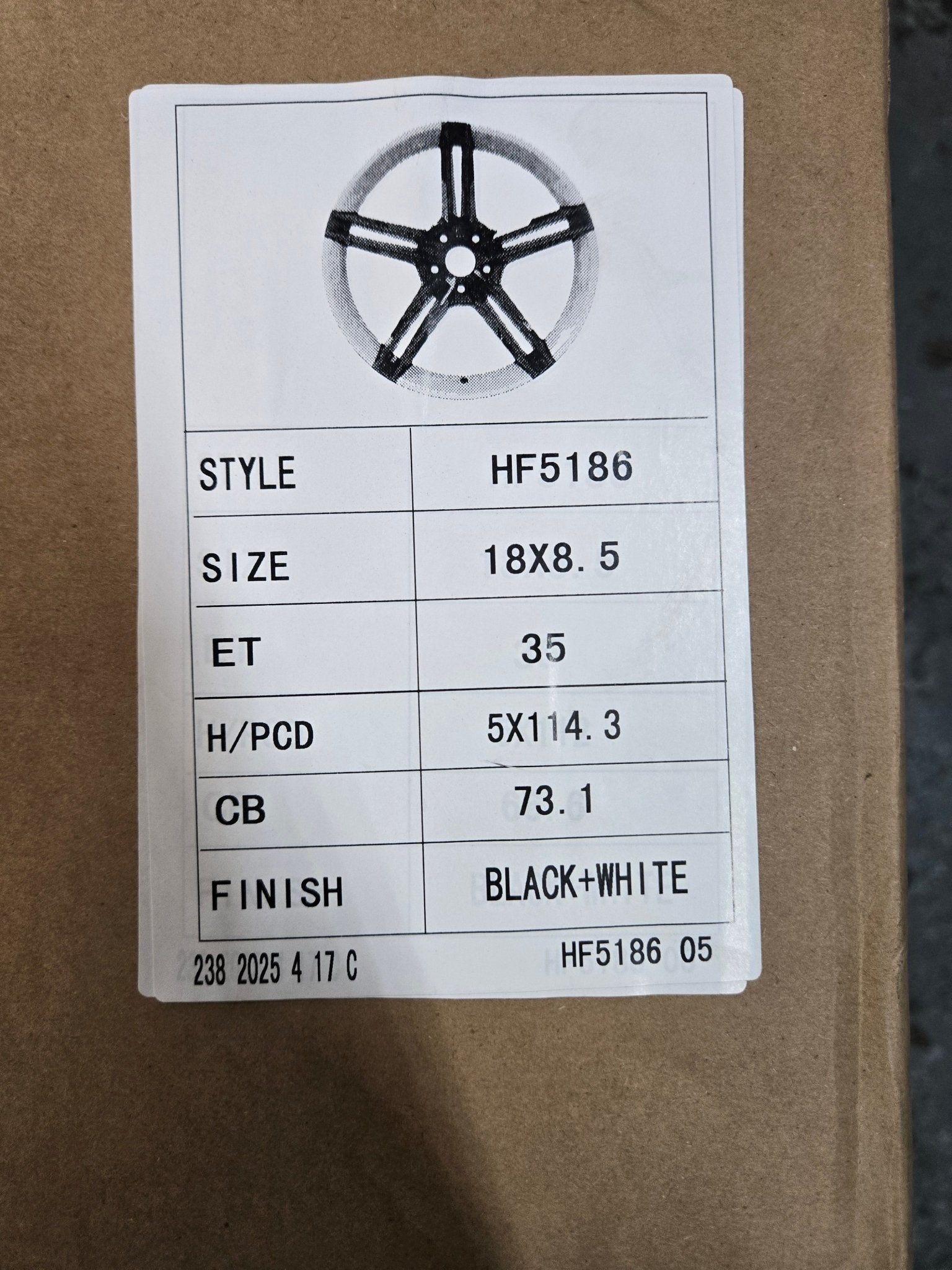 HF5186 18X8.5 5X114.3 GLOSSY WHITE PIANO BLACK SPOKES - Gun Hill Tire House (WTW - WHOLESALE TIRES & WHEELS)