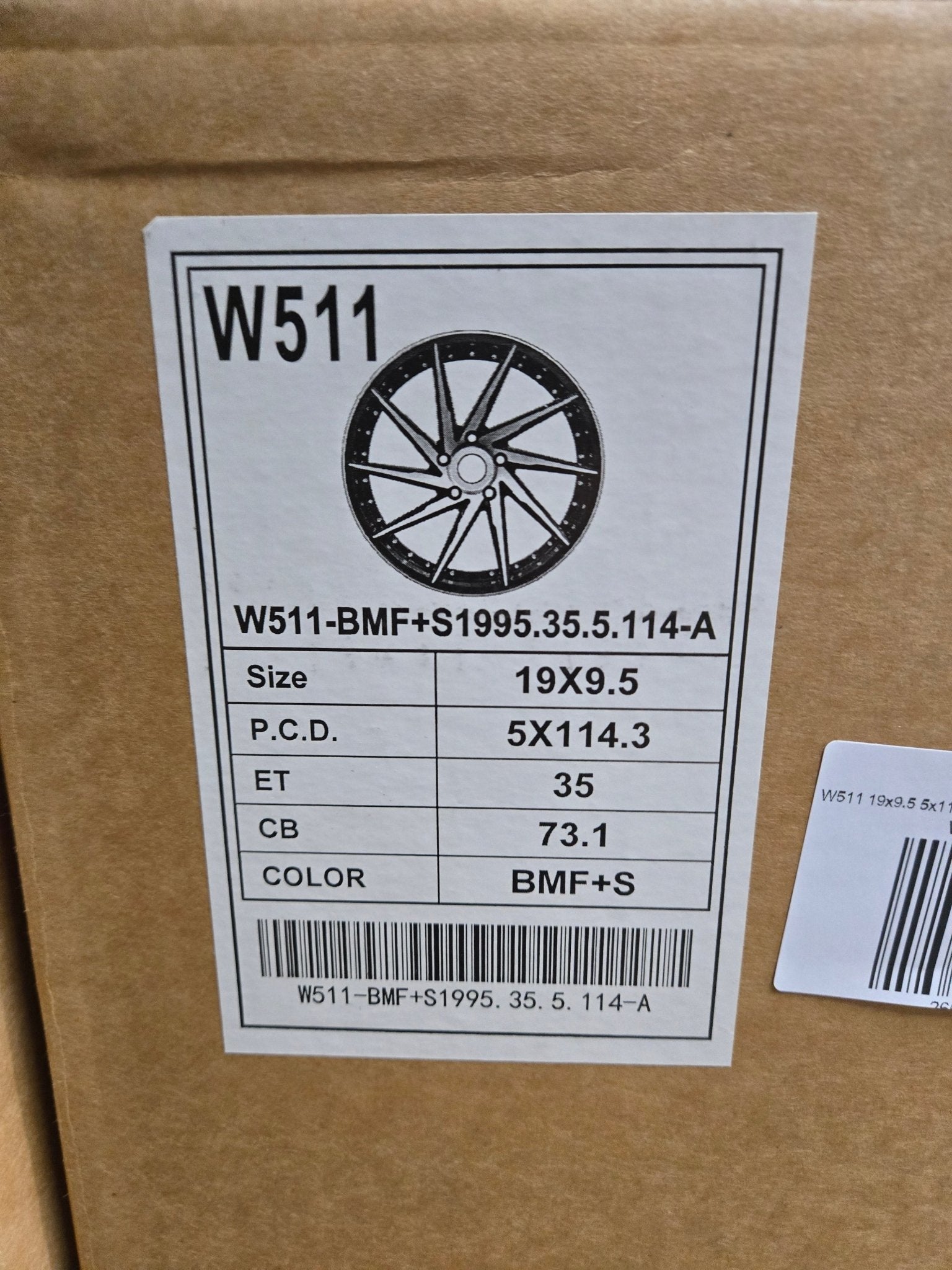 W511 19x9.5 5x114.3 GLOSS BLACK MACHINED FACE - Gun Hill Tire House (WTW - WHOLESALE TIRES & WHEELS)
