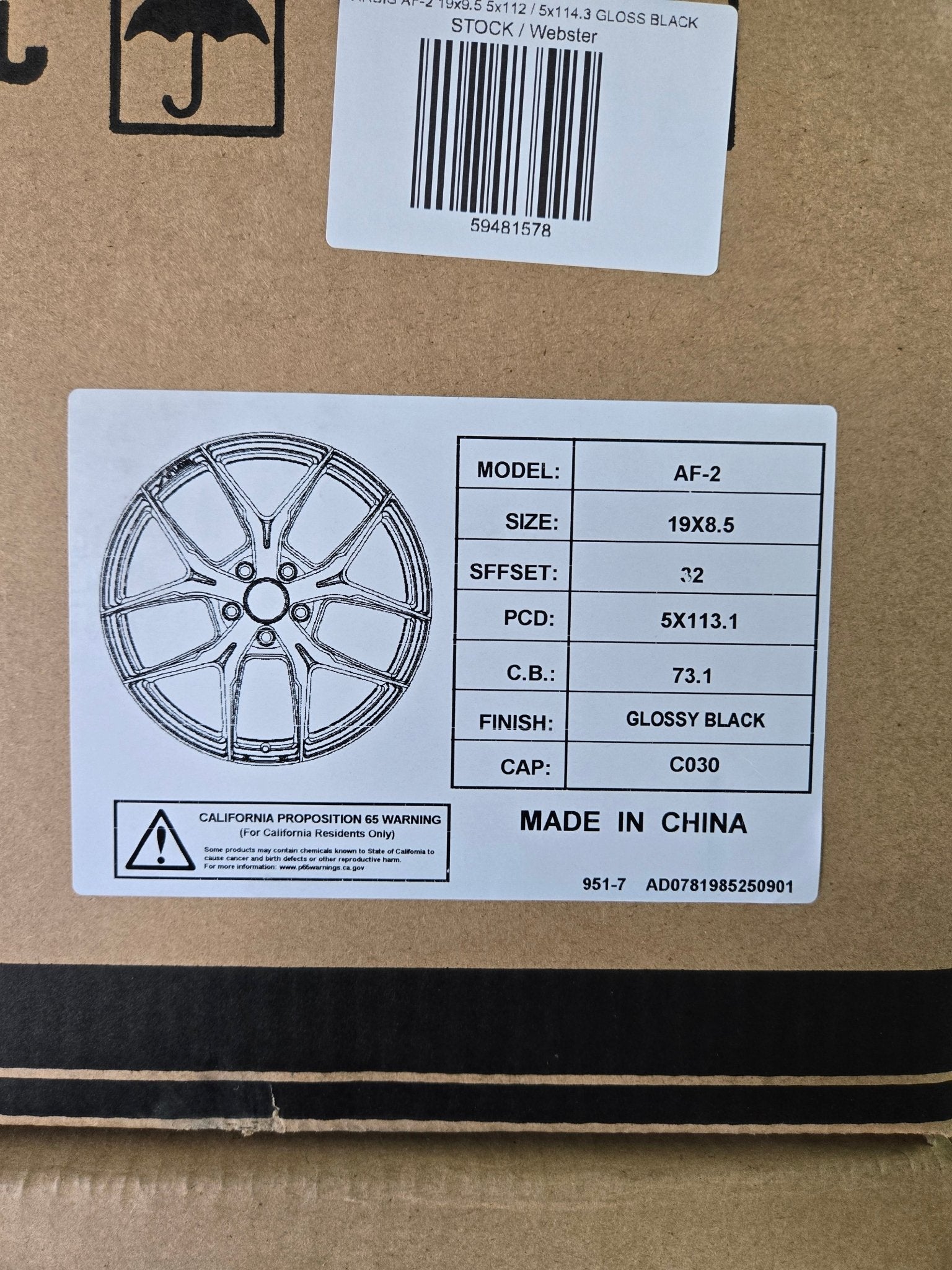 AF02 19x9.5 5x112 / 5x114.3 GLOSS BLACK - Gun Hill Tire House (WTW - WHOLESALE TIRES & WHEELS)