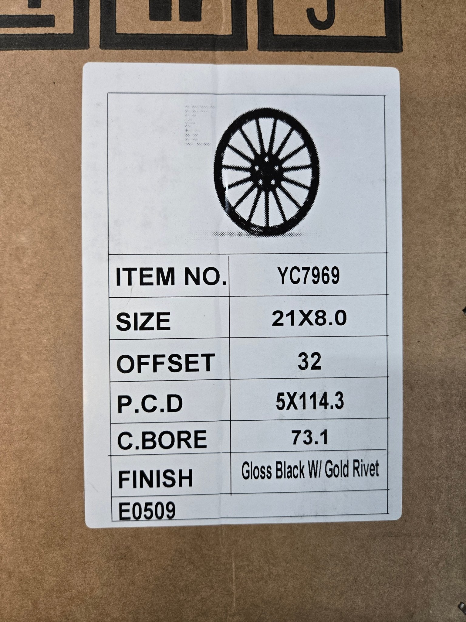 YC7969 21X8.0 5X114.3 GLOSS BLACK W GOLD RIVERT - Gun Hill Tire House (WTW - WHOLESALE TIRES & WHEELS)