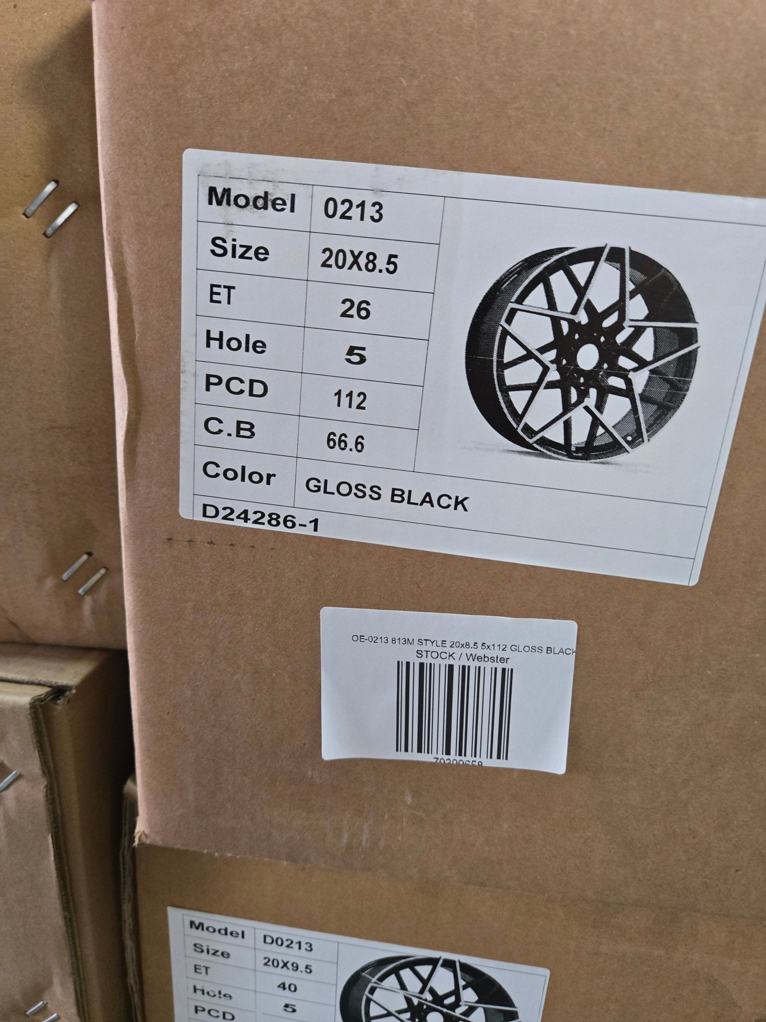 OE - 0213 813M STYLE 20x8.5 5x112 GLOSS BLACK - Gun Hill Tire House (WTW - WHOLESALE TIRES & WHEELS)