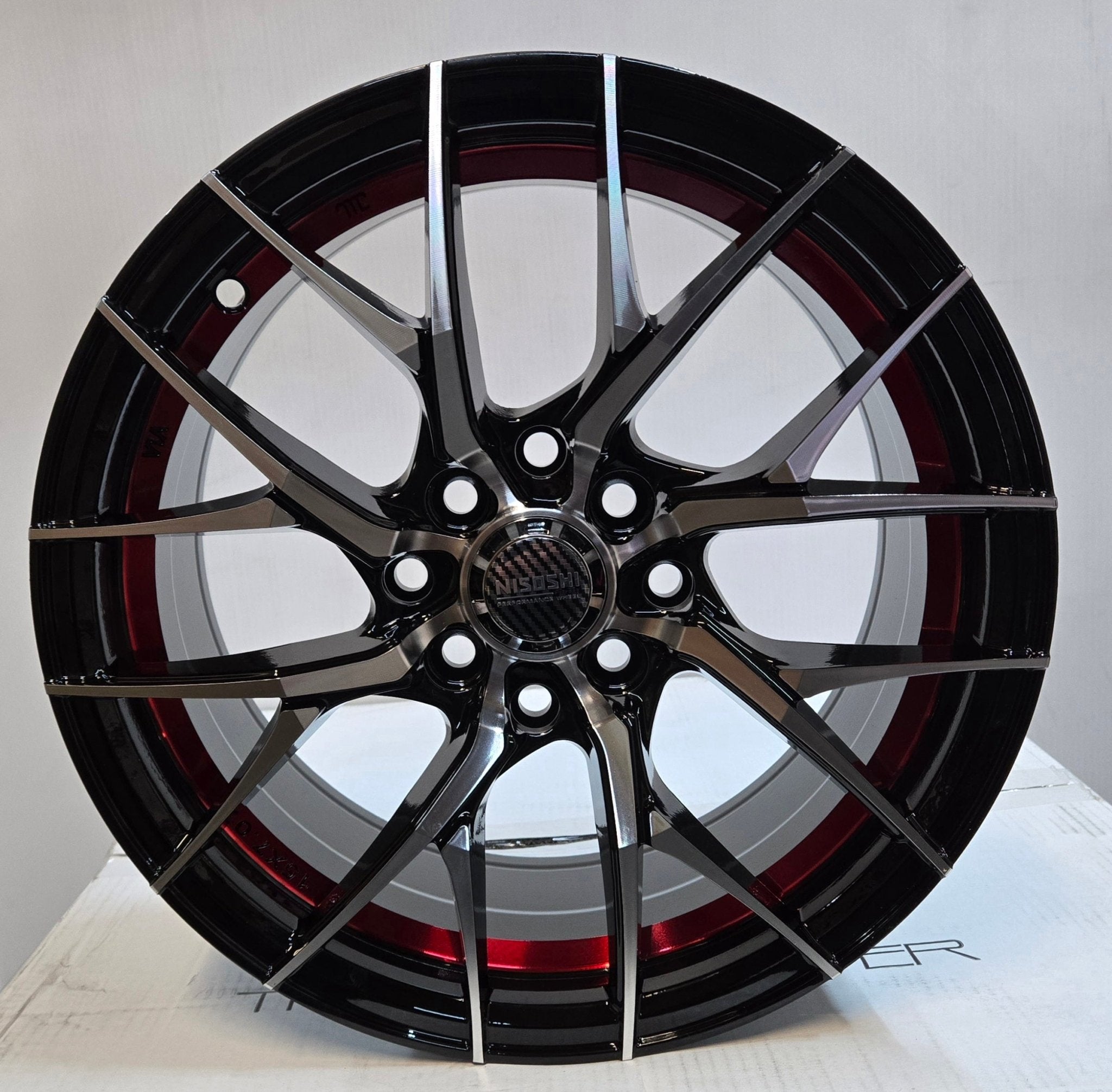 PEGASUS 5570 15X7.0 4X100 4X114.3 PIANO BLACK MACINED RED UNDER CUT - Gun Hill Tire House (WTW - WHOLESALE TIRES & WHEELS)