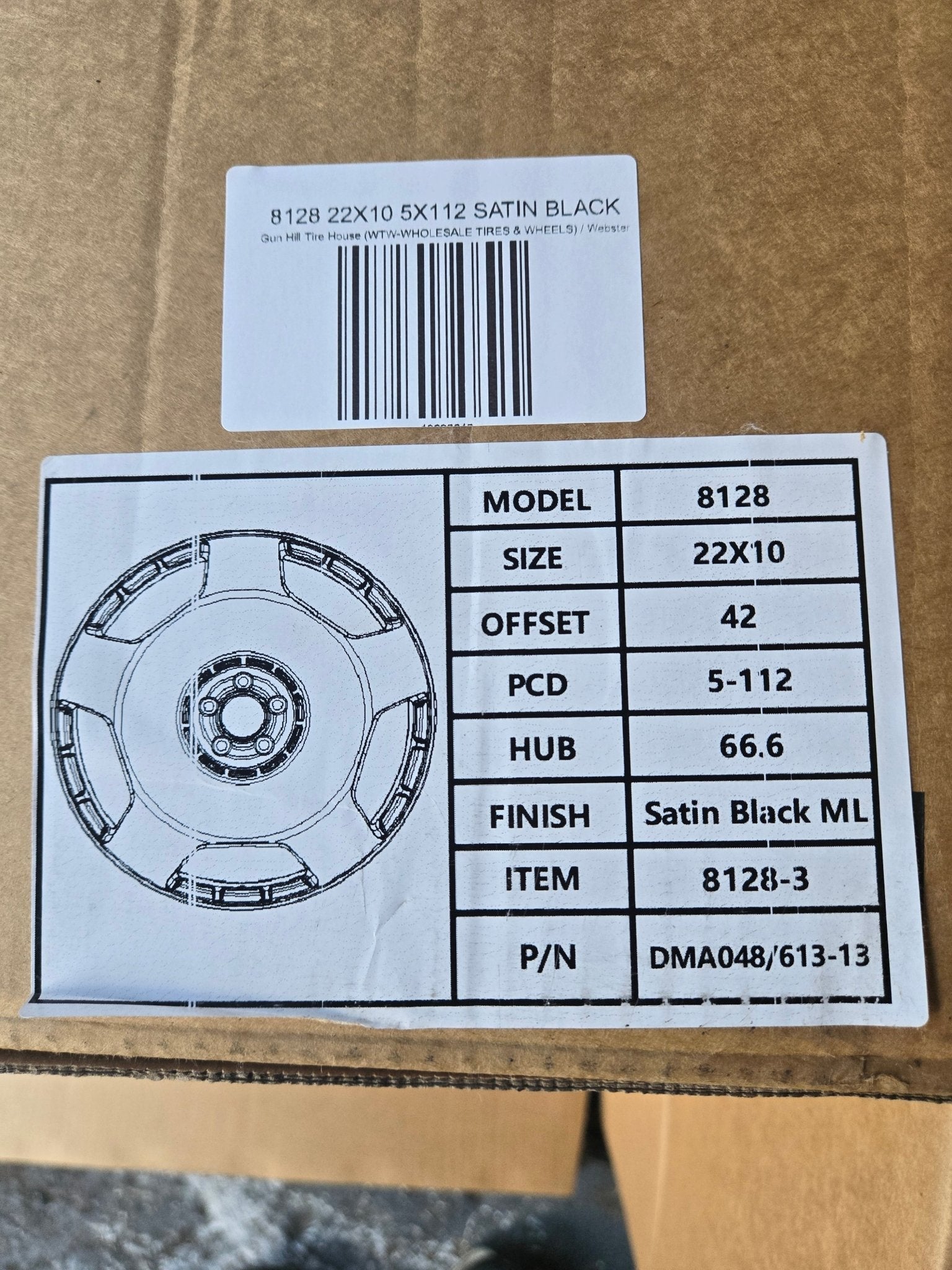 8128 22X10 5X112 SATIN BLACK - Gun Hill Tire House (WTW - WHOLESALE TIRES & WHEELS)