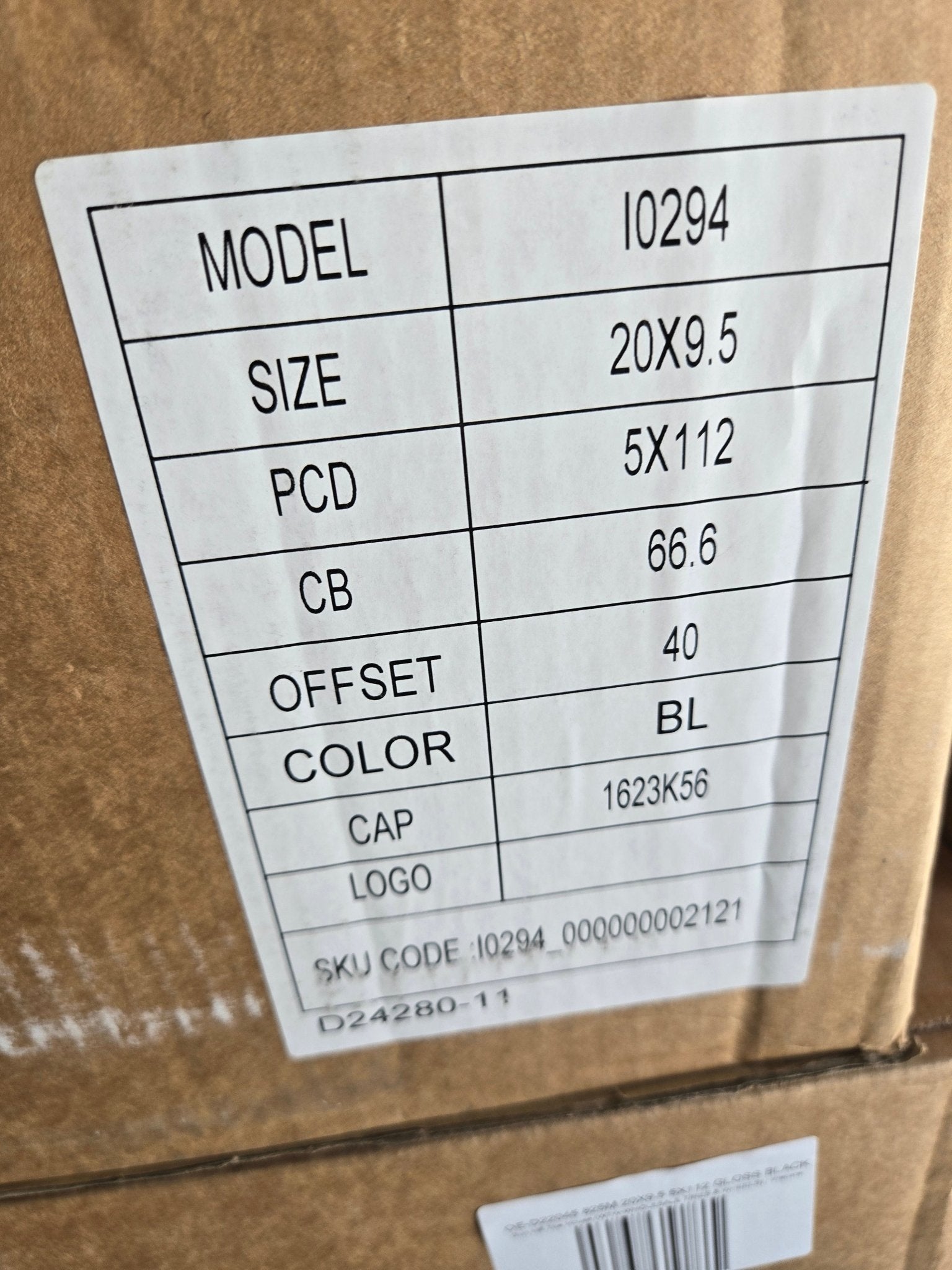 OE - D22045 0294 825M 20X9.5 5X112 GLOSS BLACK - Gun Hill Tire House (WTW - WHOLESALE TIRES & WHEELS)