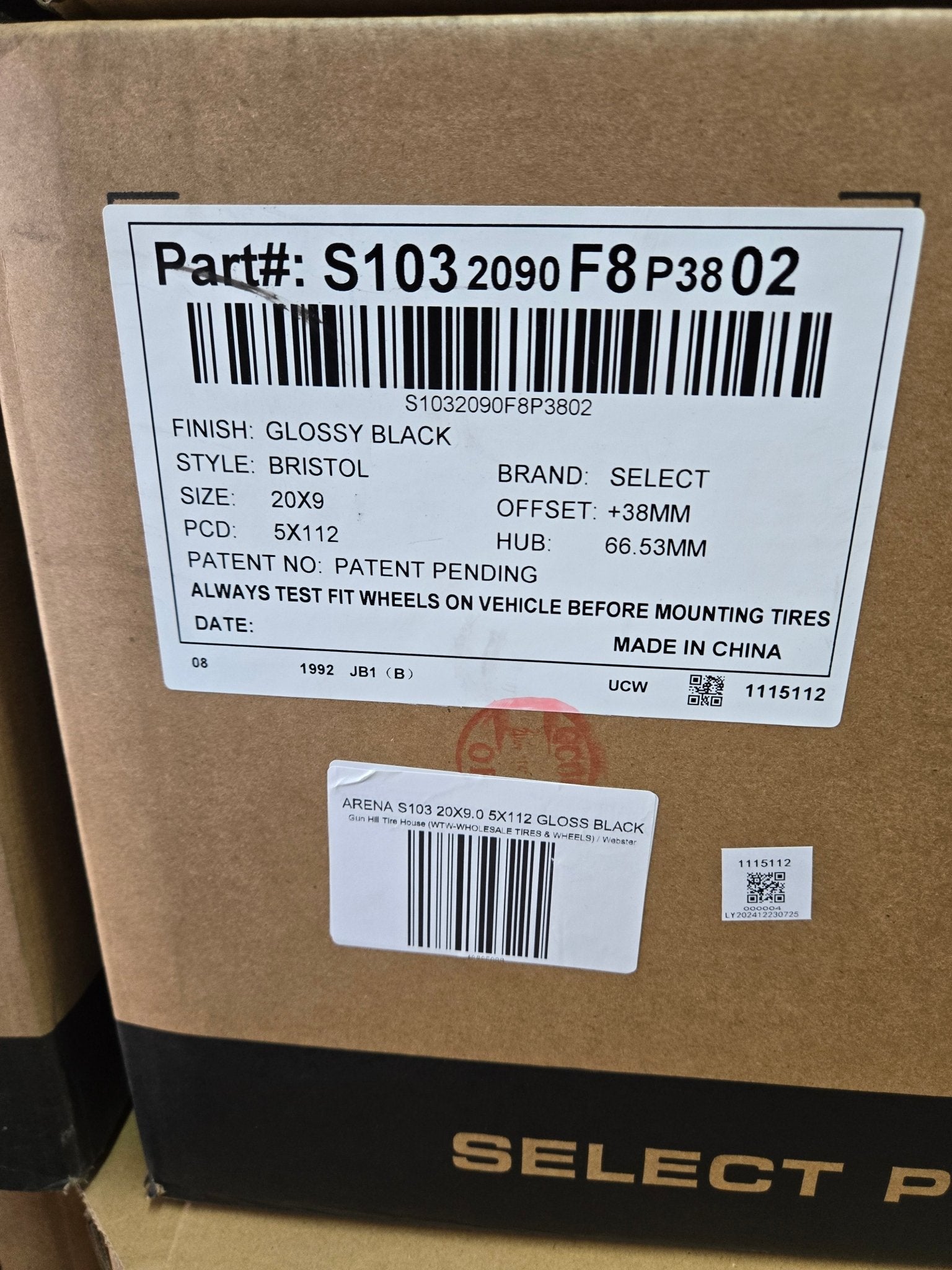 ARENA S103 BRISTOL 20X9.0 5X112 GLOSS BLACK - Gun Hill Tire House (WTW - WHOLESALE TIRES & WHEELS)