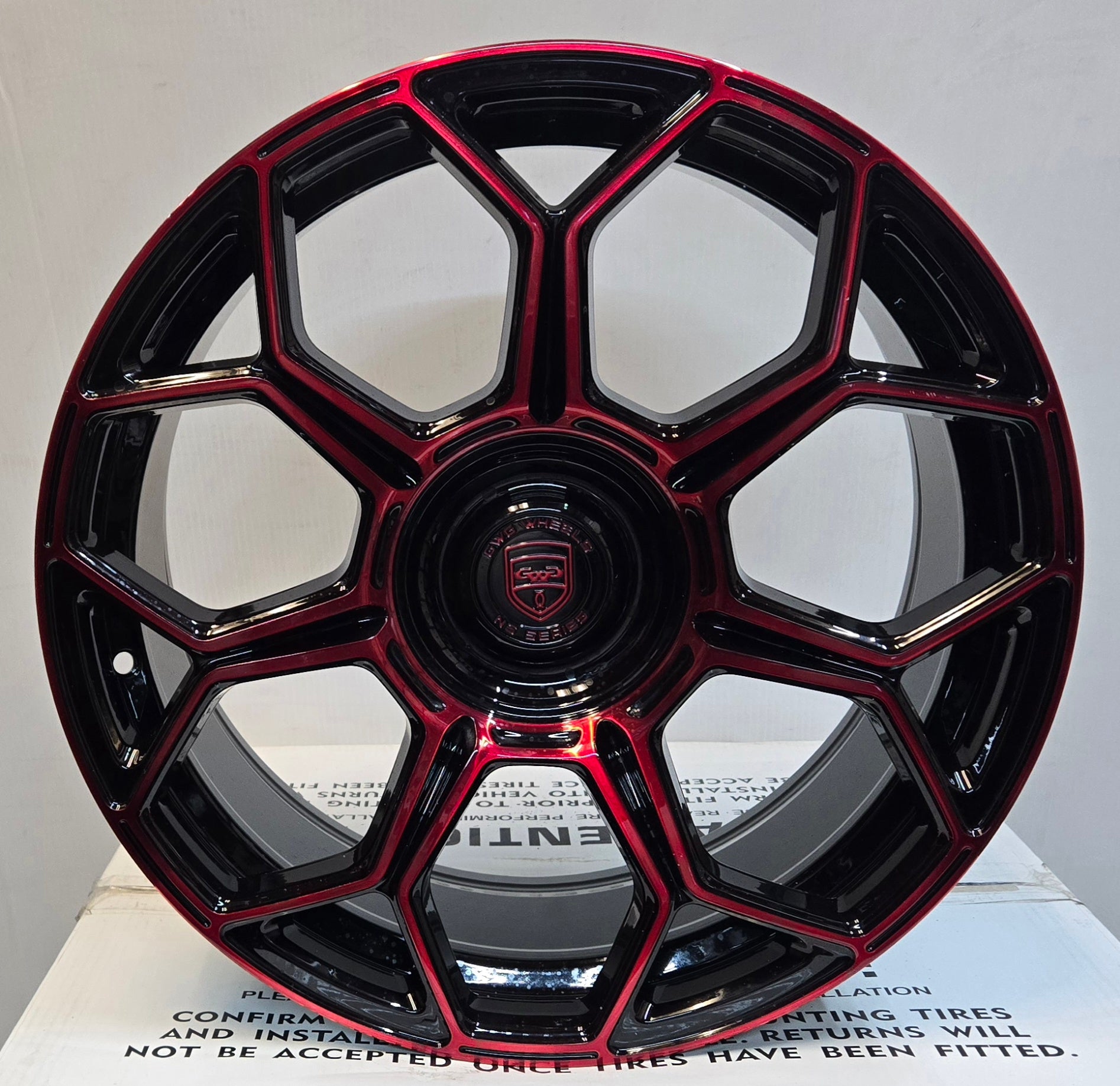 GWG NS6 18x8 BLANK GLOSS BLACK RED FACE - Gun Hill Tire House (WTW - WHOLESALE TIRES & WHEELS)
