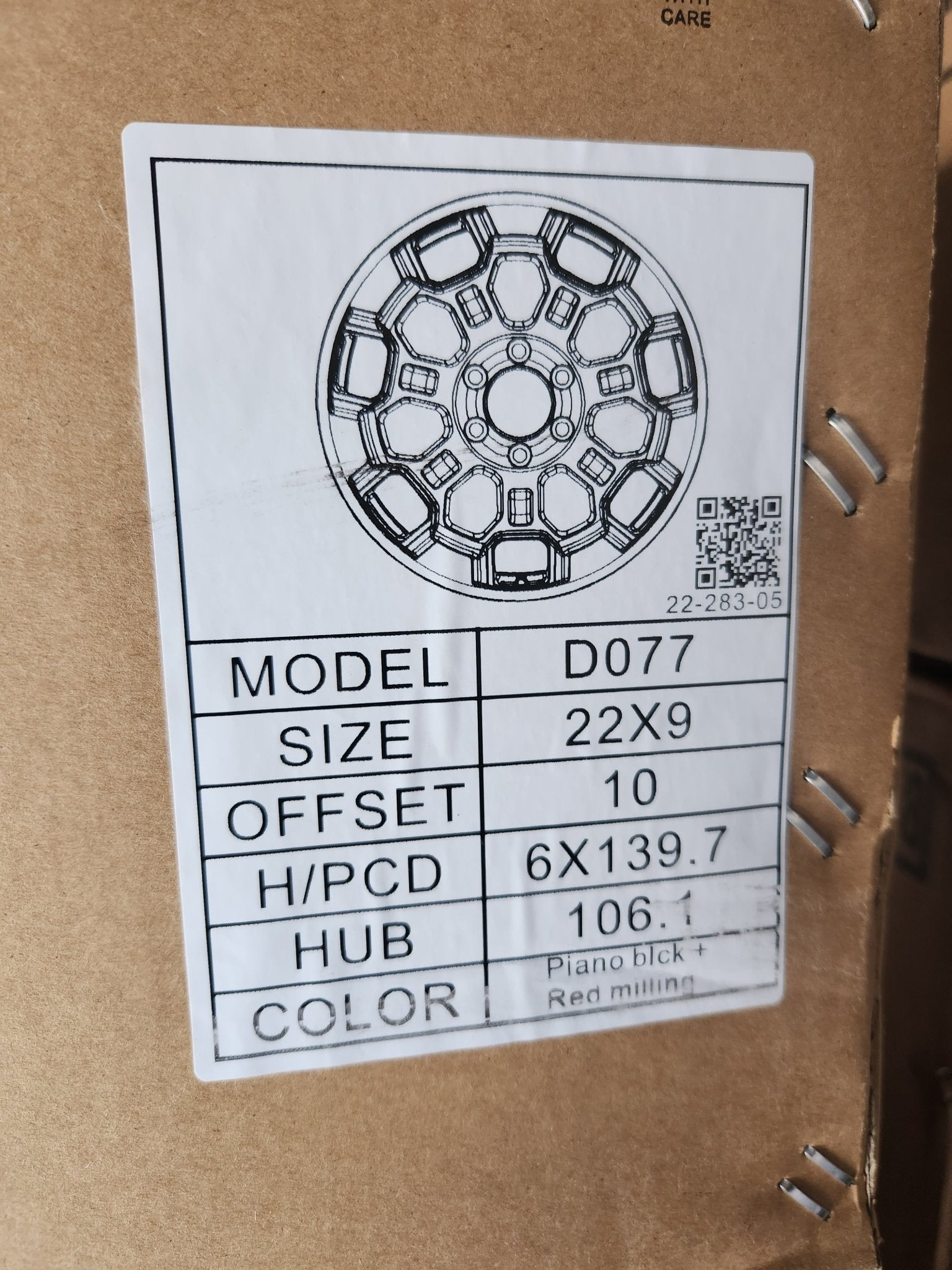 2022 TRD OFF - ROAD 22x9.0 6x139.7 GLOSS BLACK WITH RED MILL FACE - Gun Hill Tire House (WTW - WHOLESALE TIRES & WHEELS)