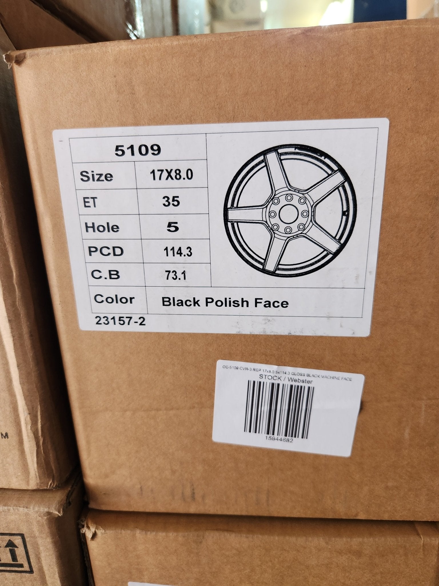 OE - 5109 CVR - 3 REP 17x8.0 5x114.3 GLOSS BLACK MACHINE FACE - Gun Hill Tire House (WTW - WHOLESALE TIRES & WHEELS)