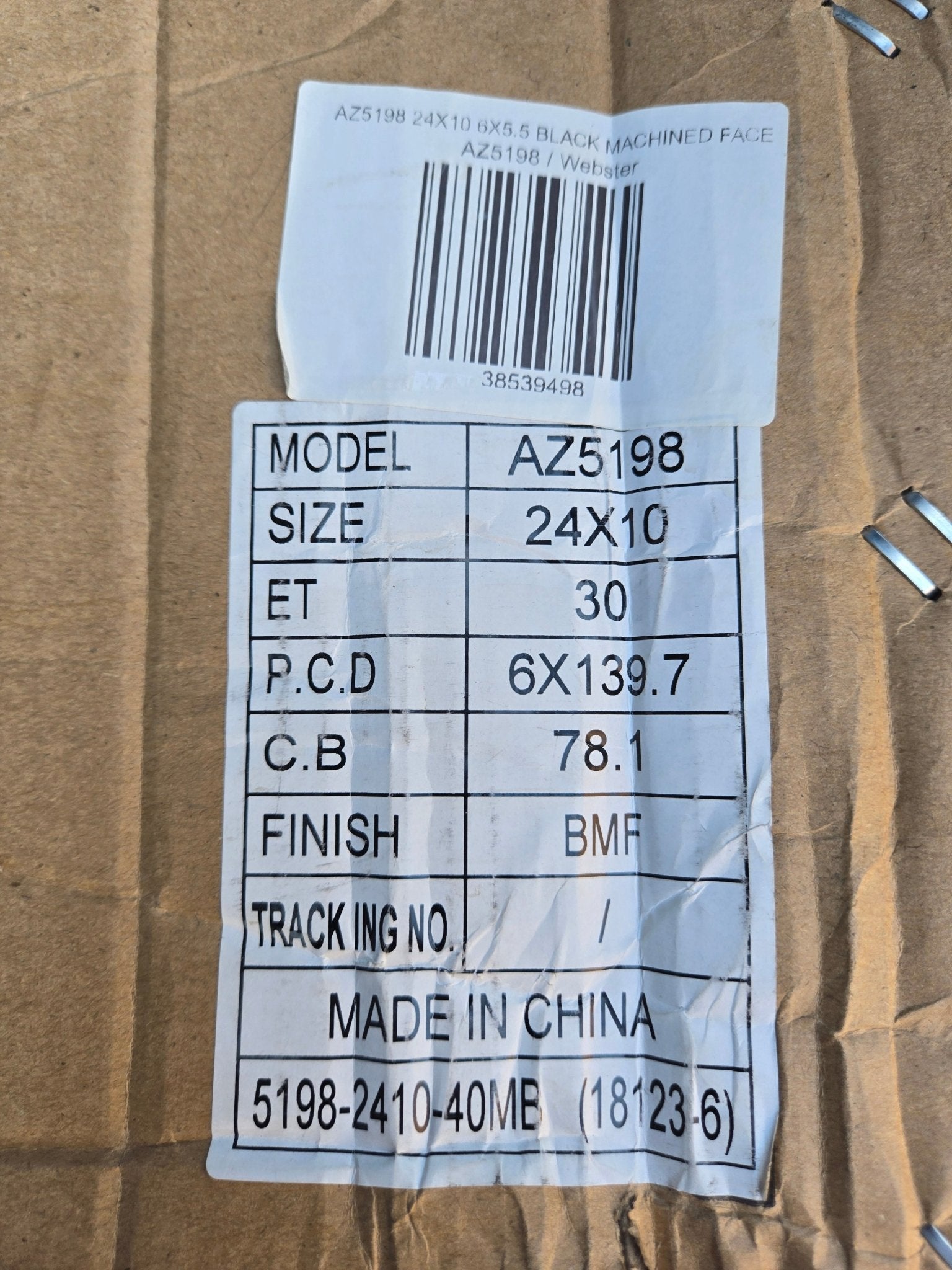 AZ5198 24X10 6X5.5 BLACK MACHINED FACE - Gun Hill Tire House (WTW - WHOLESALE TIRES & WHEELS)