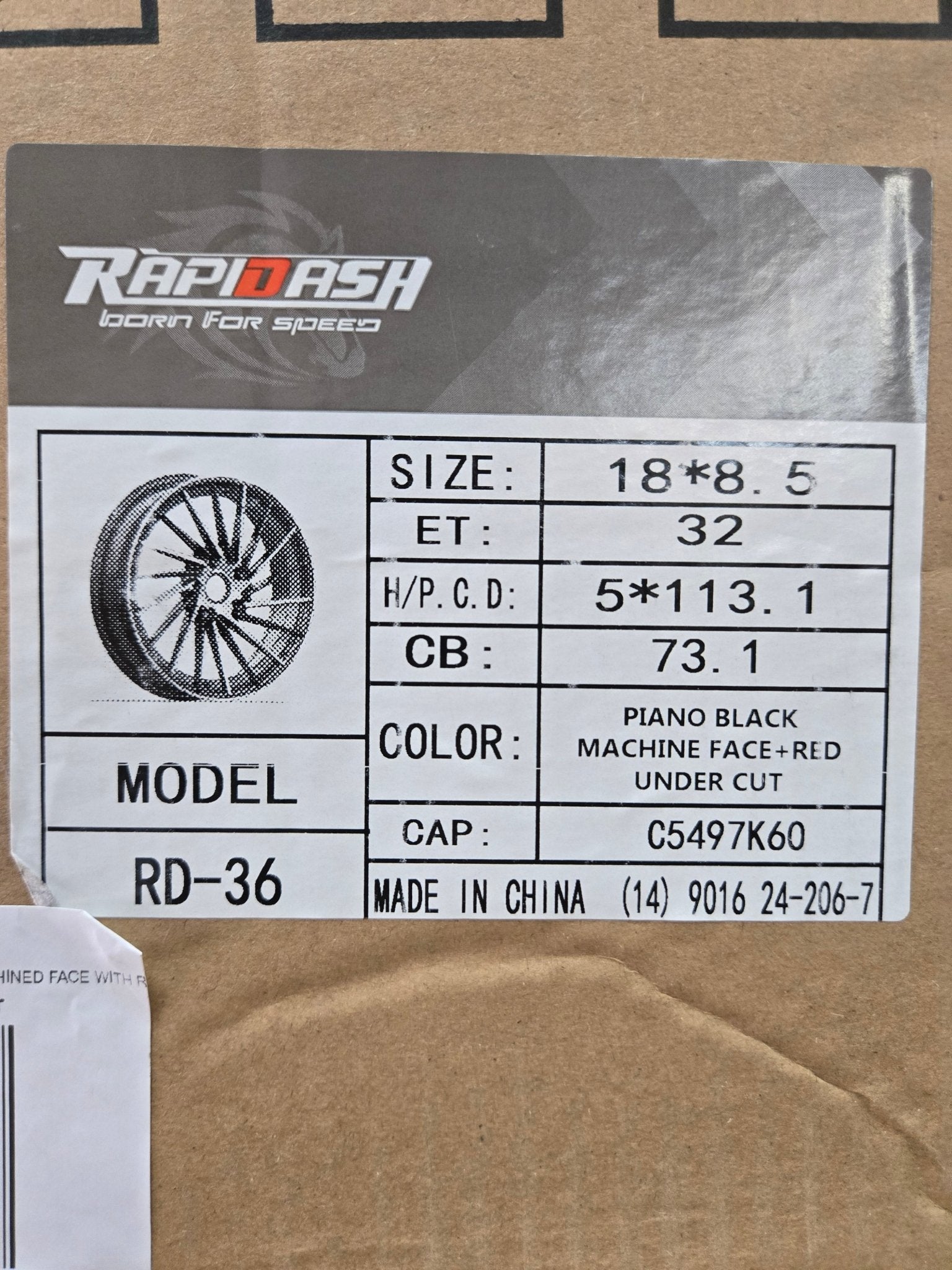 RD36 18x8.5 5x112 / 5x114.3 GLOSS BLACK MACHINED FACE WITH RED UNDER CUT - Gun Hill Tire House (WTW - WHOLESALE TIRES & WHEELS)