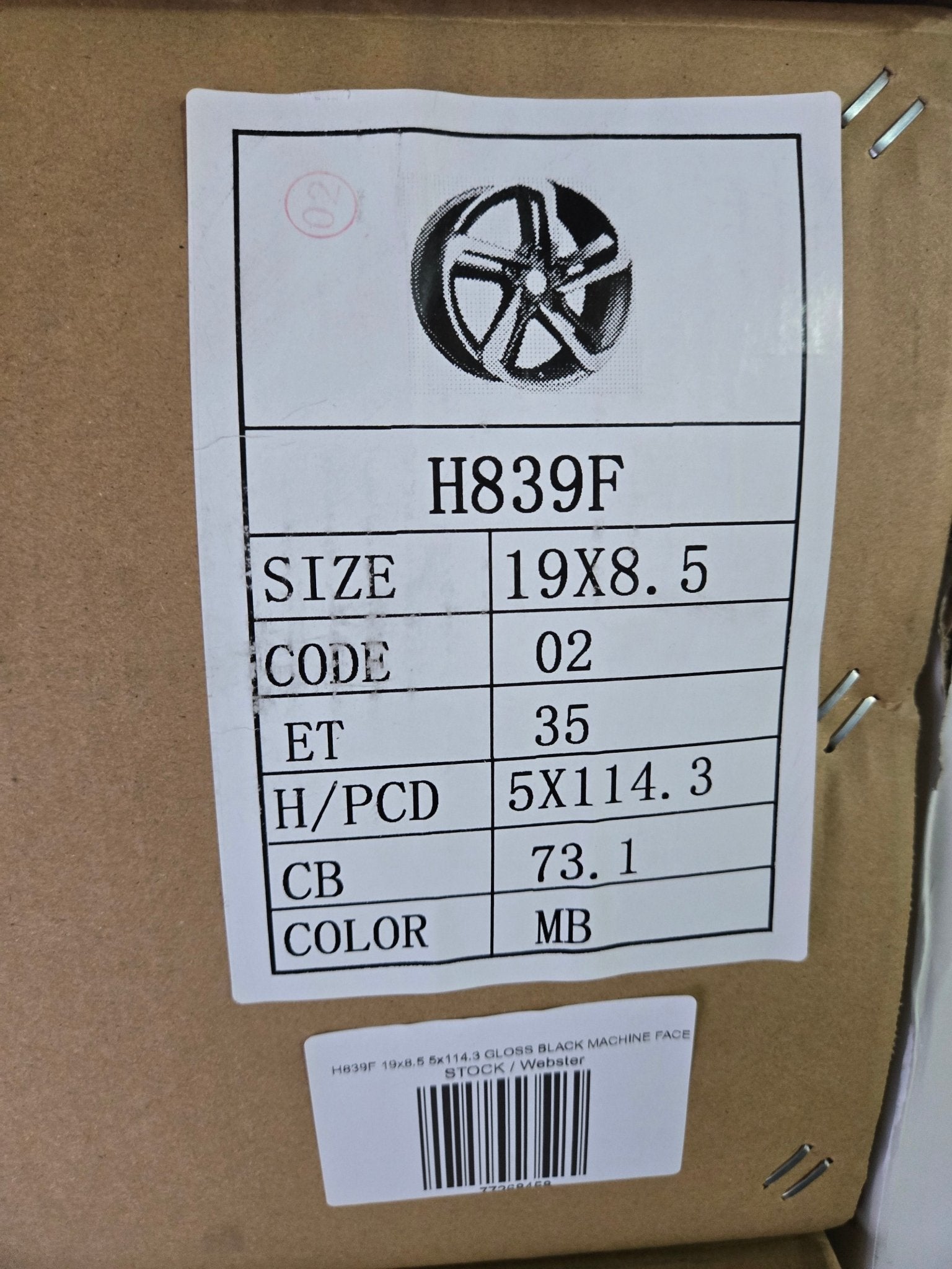 H839F 19x8.5 5x114.3 GLOSS BLACK MACHINE FACE - Gun Hill Tire House (WTW - WHOLESALE TIRES & WHEELS)