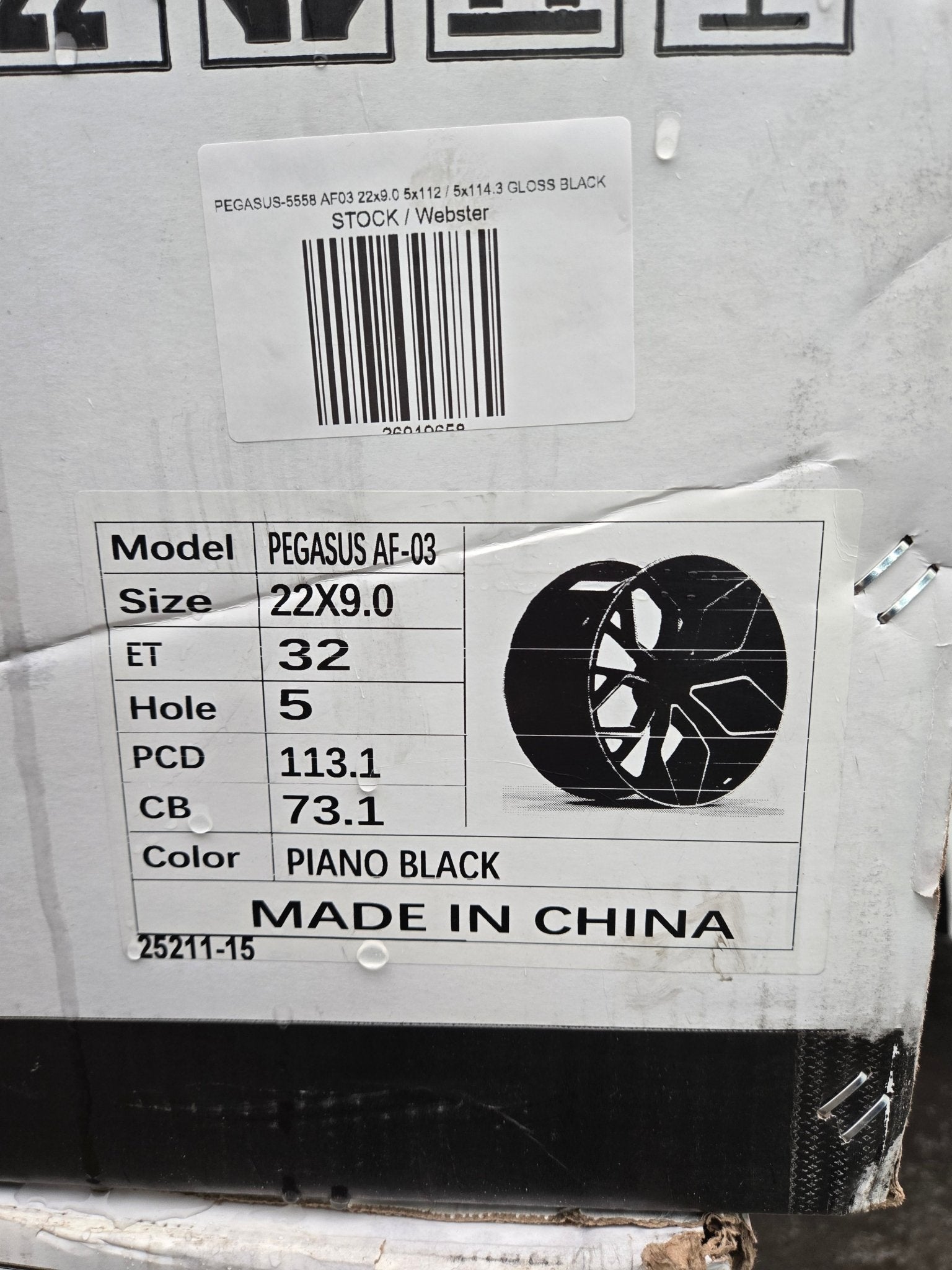 PEGASUS - 5558 AF03 22x9.0 5x112 / 5x114.3 GLOSS BLACK - Gun Hill Tire House (WTW - WHOLESALE TIRES & WHEELS)