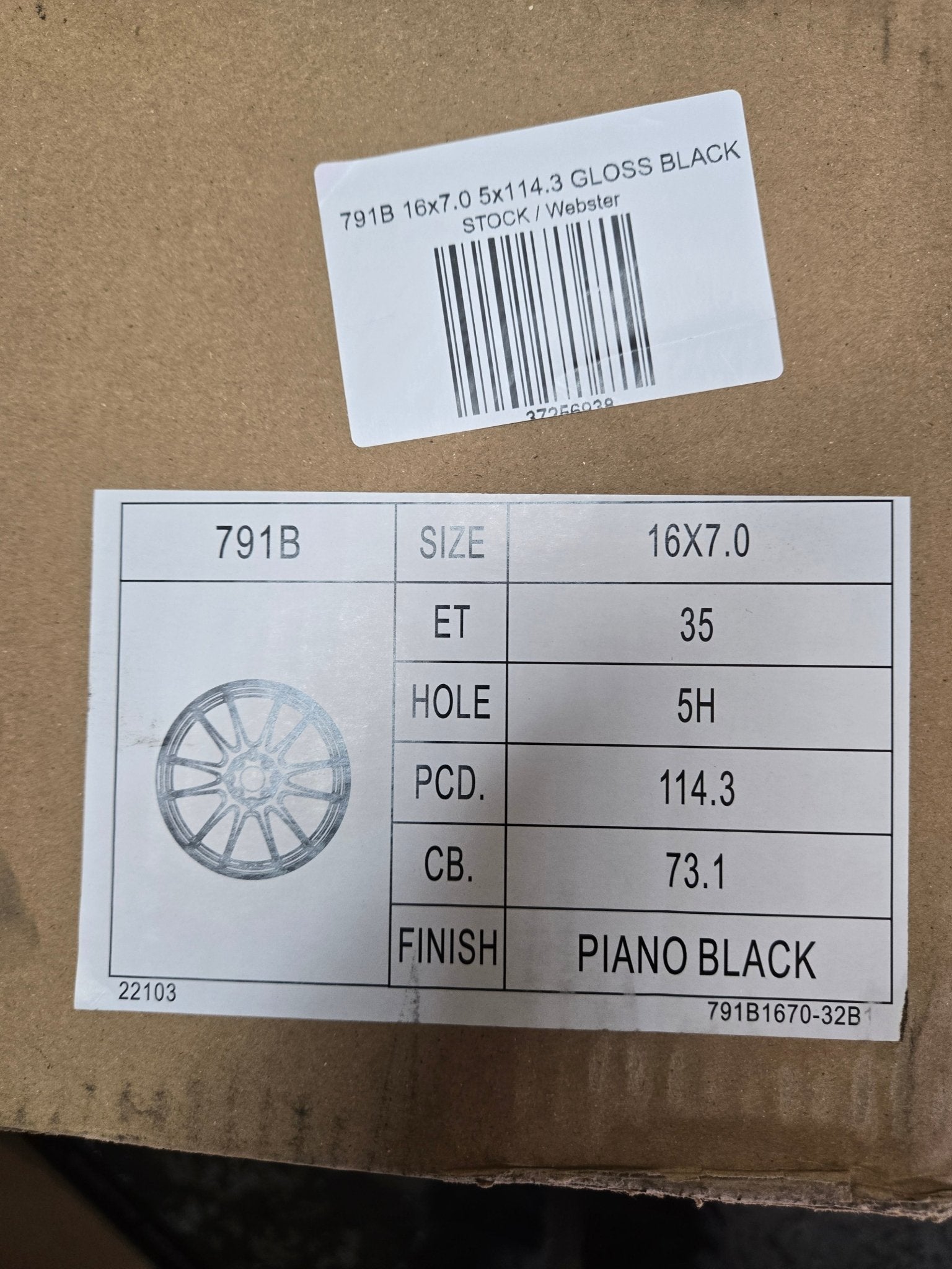 791B 16x7.0 5x114.3 GLOSS BLACK - Gun Hill Tire House (WTW - WHOLESALE TIRES & WHEELS)