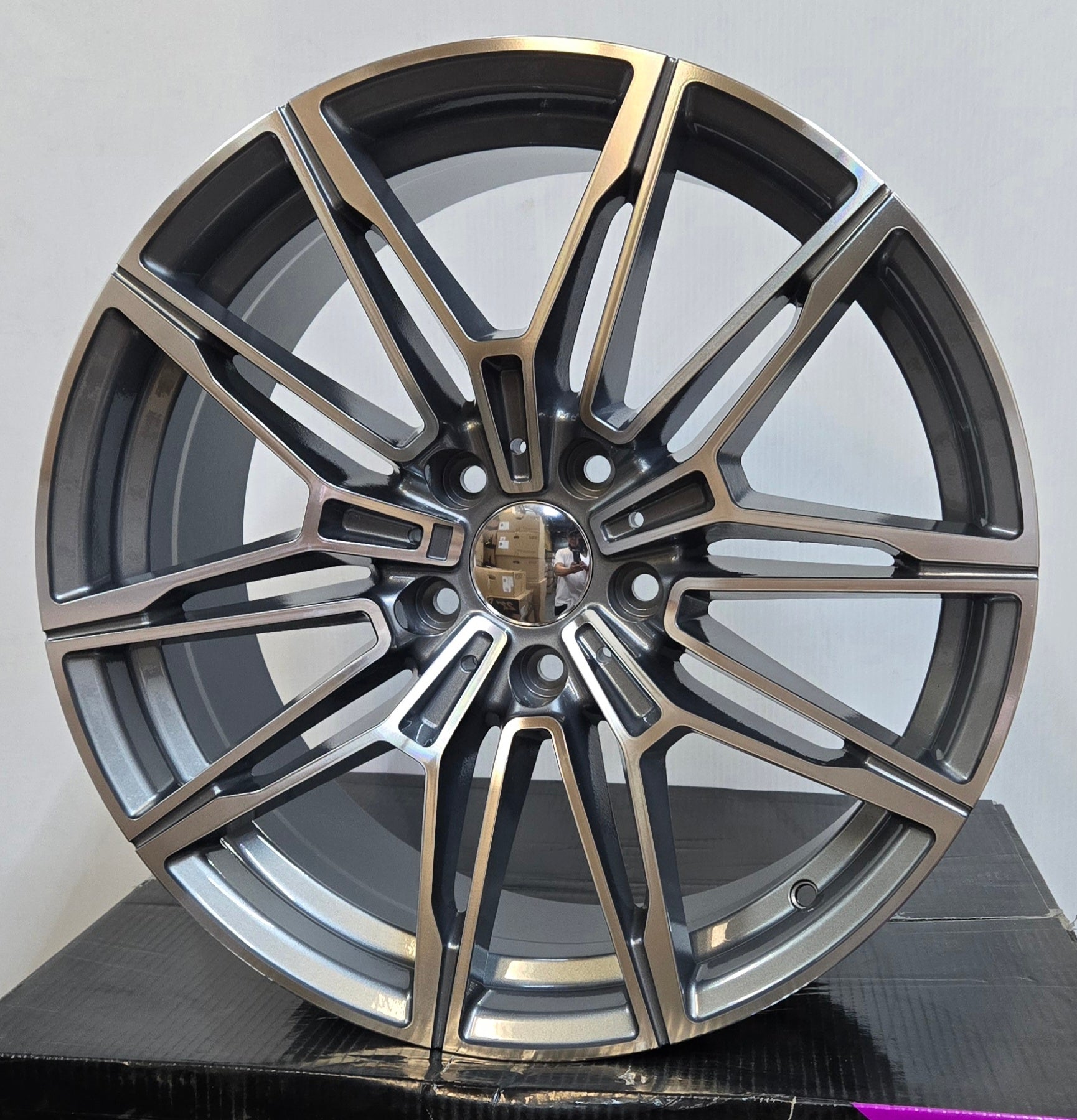 W714 19X9.0 5X120 GUNMETAL MACHINED FACE - Gun Hill Tire House (WTW - WHOLESALE TIRES & WHEELS)