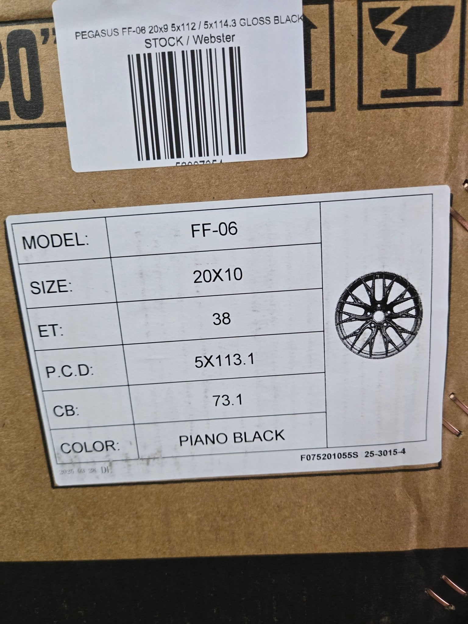 PEGASUS FF - 06 20x10 5x112 / 5x114.3 GLOSS BLACK - Gun Hill Tire House (WTW - WHOLESALE TIRES & WHEELS)