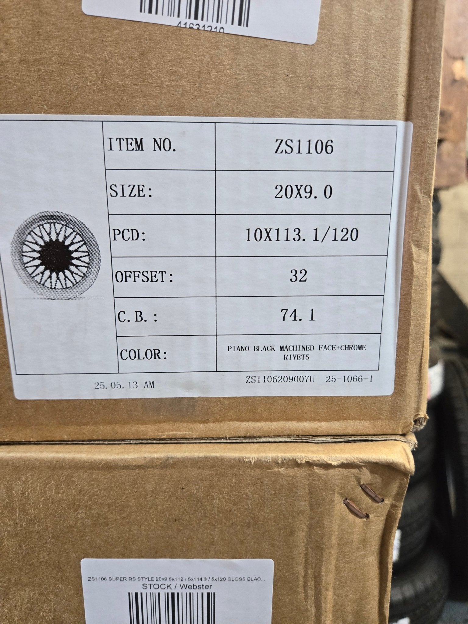 ZS1106 SUPER RS STYLE 20x9 5x112 / 5x114.3 / 5x120 GLOSS BLACK MACHINED LIPS RIVETS - Gun Hill Tire House (WTW - WHOLESALE TIRES & WHEELS)