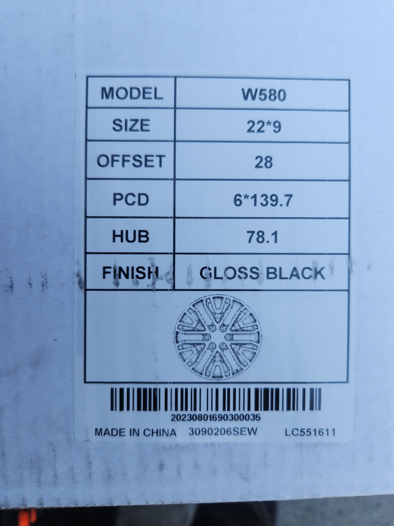 W580 22x9.0 6x139.7 GLOSS BLACK - Gun Hill Tire House (WTW - WHOLESALE TIRES & WHEELS)