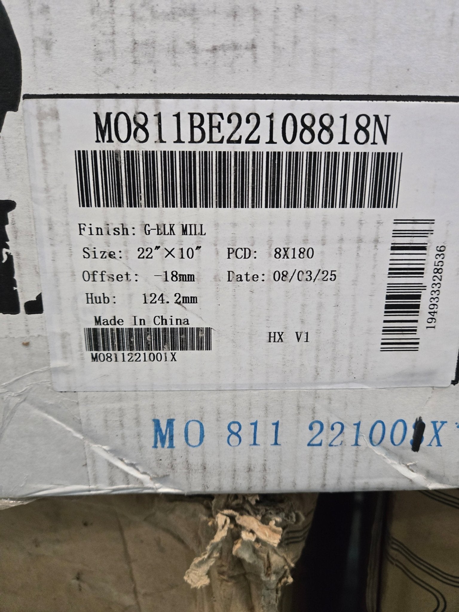 M081 1BE 22X10.0 8X180 GLOSS BLACK MILL - Gun Hill Tire House (WTW - WHOLESALE TIRES & WHEELS)