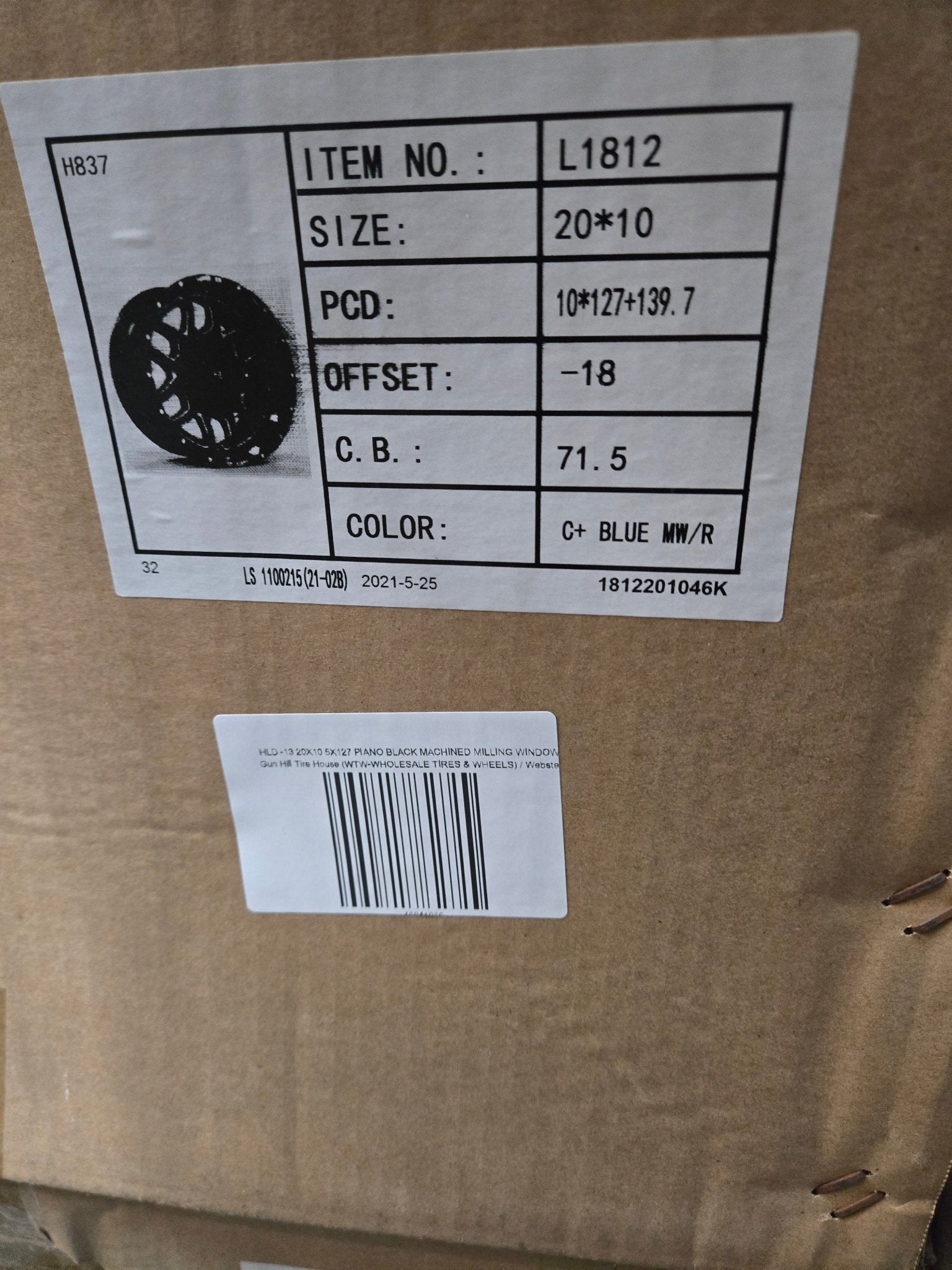 HLD - 13 20X10 5X127 PIANO BLACK BLUE MILLING WINDOW - Gun Hill Tire House (WTW - WHOLESALE TIRES & WHEELS)