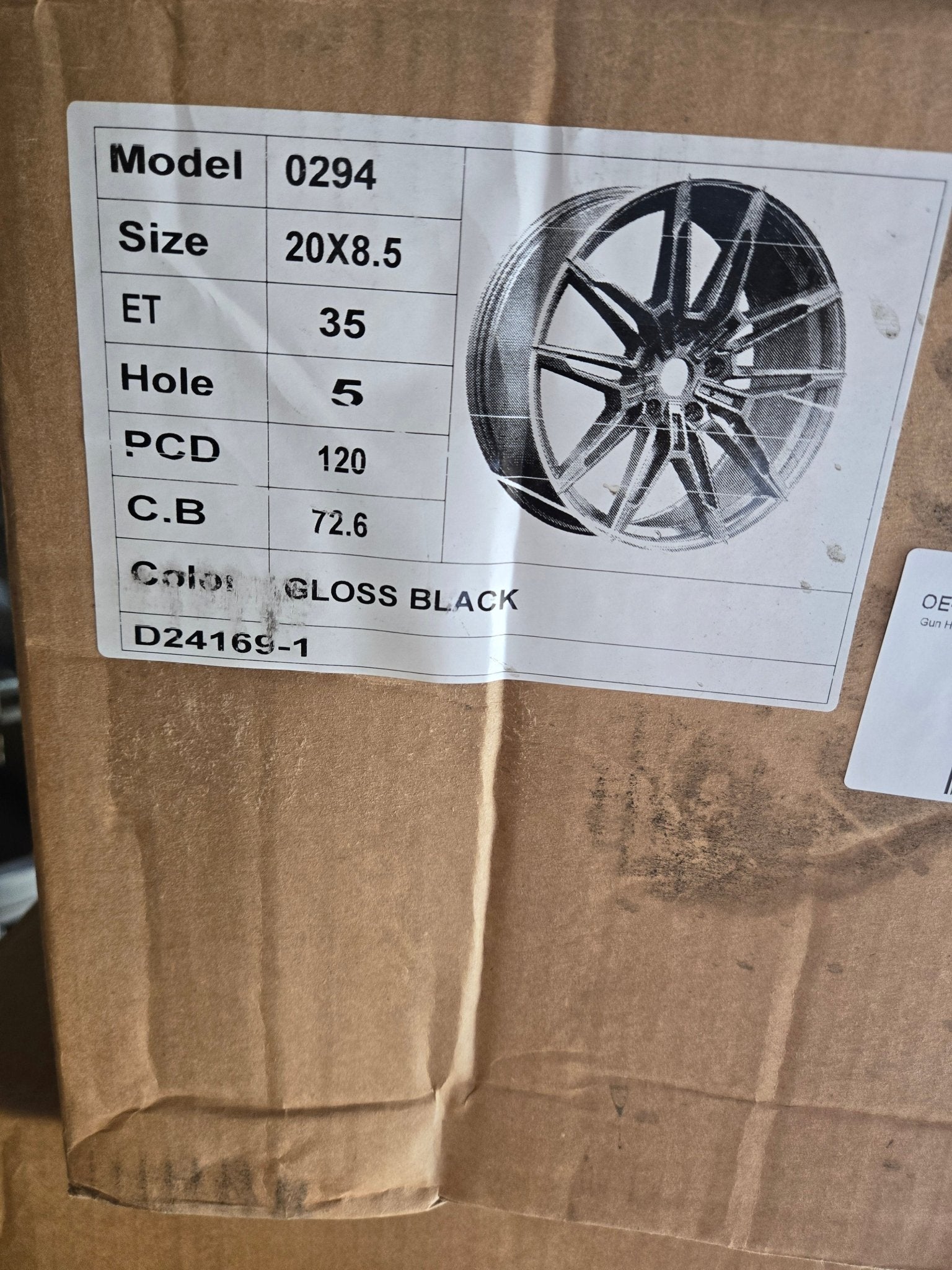 OE - 0294 20X9.5 5X120 GLOSS BLACK - Gun Hill Tire House (WTW - WHOLESALE TIRES & WHEELS)