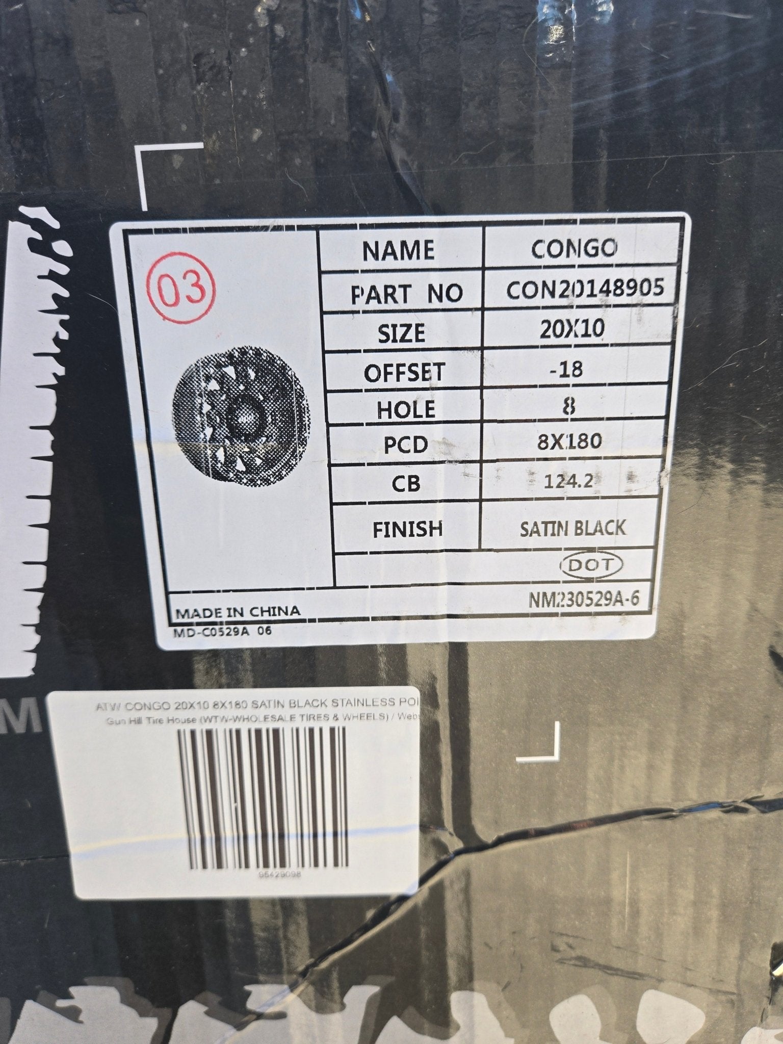 ATW CONGO 20X10 8X180 SATIN BLACK STAINLESS POINTS - Gun Hill Tire House (WTW - WHOLESALE TIRES & WHEELS)