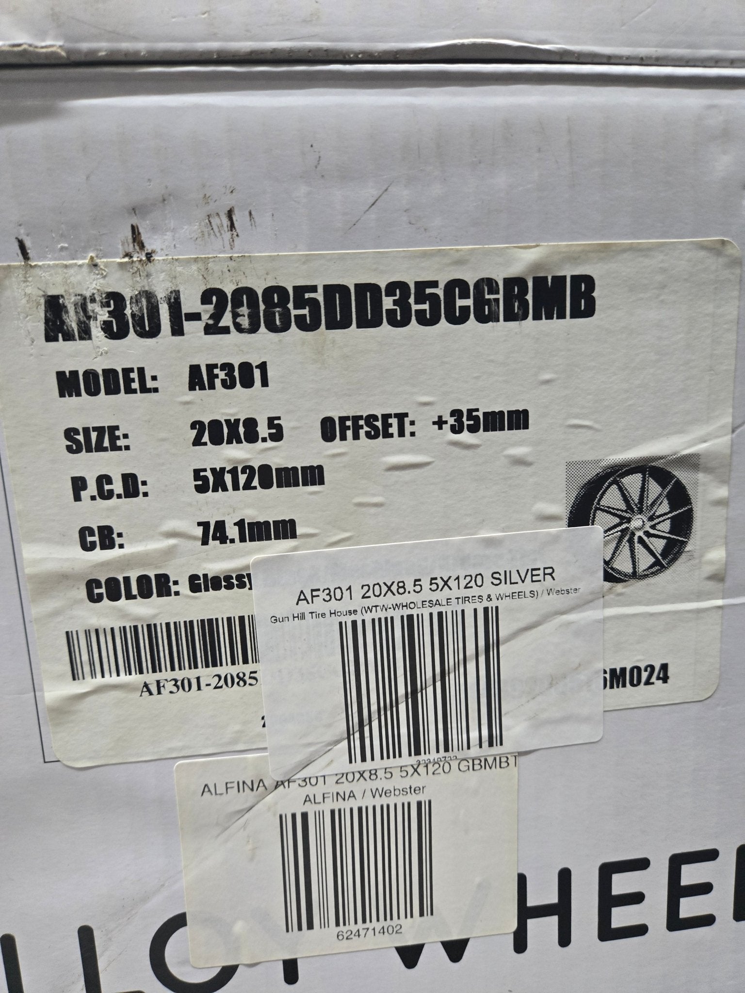 AF301 20X8.5 5X120 SILVER - Gun Hill Tire House (WTW - WHOLESALE TIRES & WHEELS)